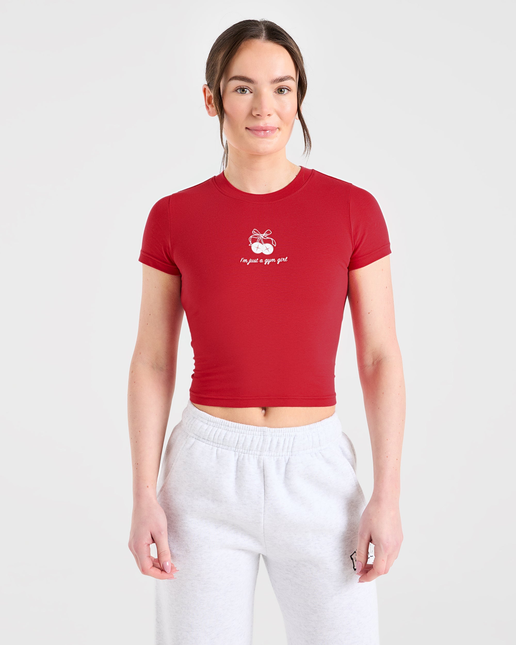 Just a Gym Girl Baby Tee - Rosso
