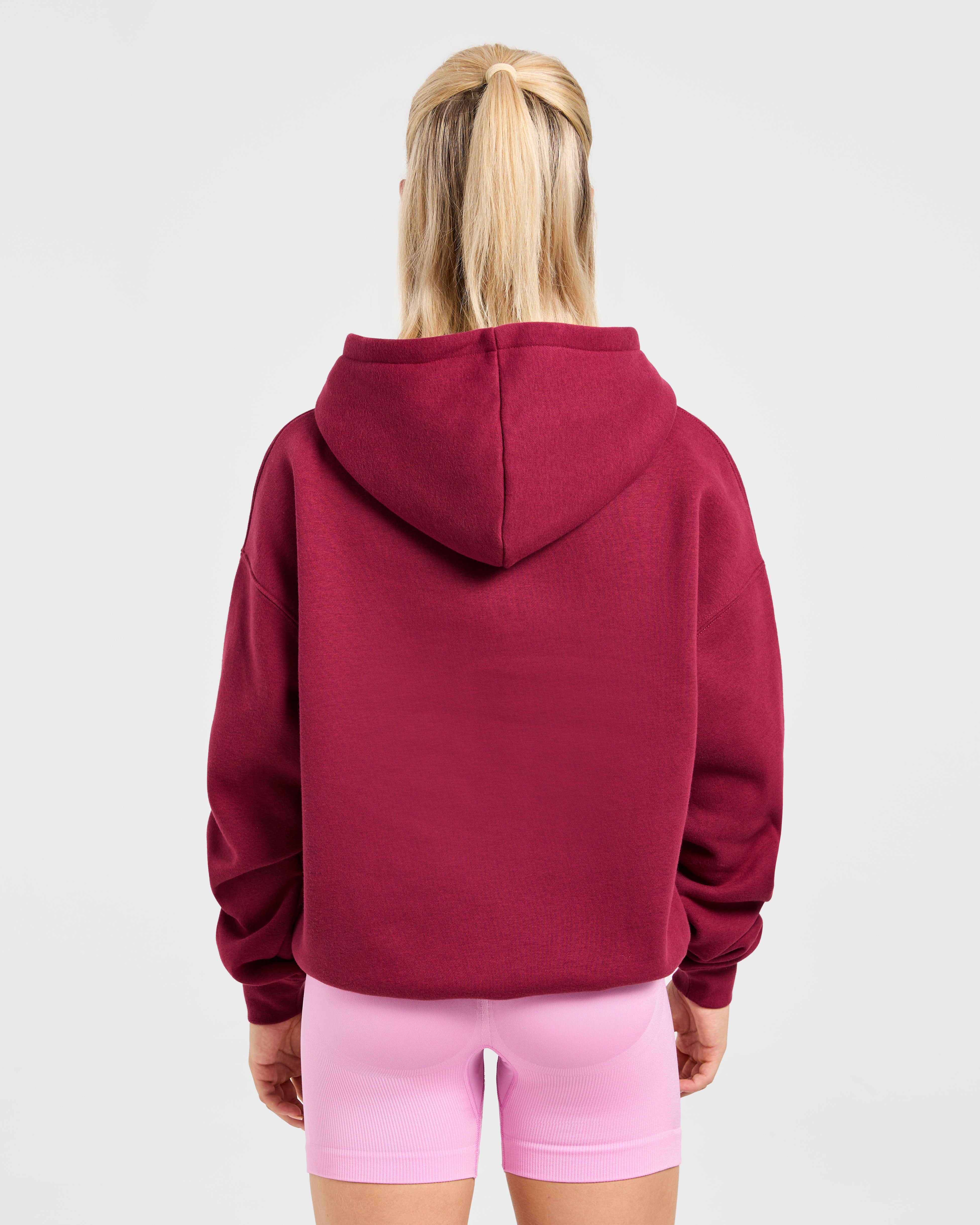 Felpa Oversized con ricamo di scritta - Bordeaux/Rosa