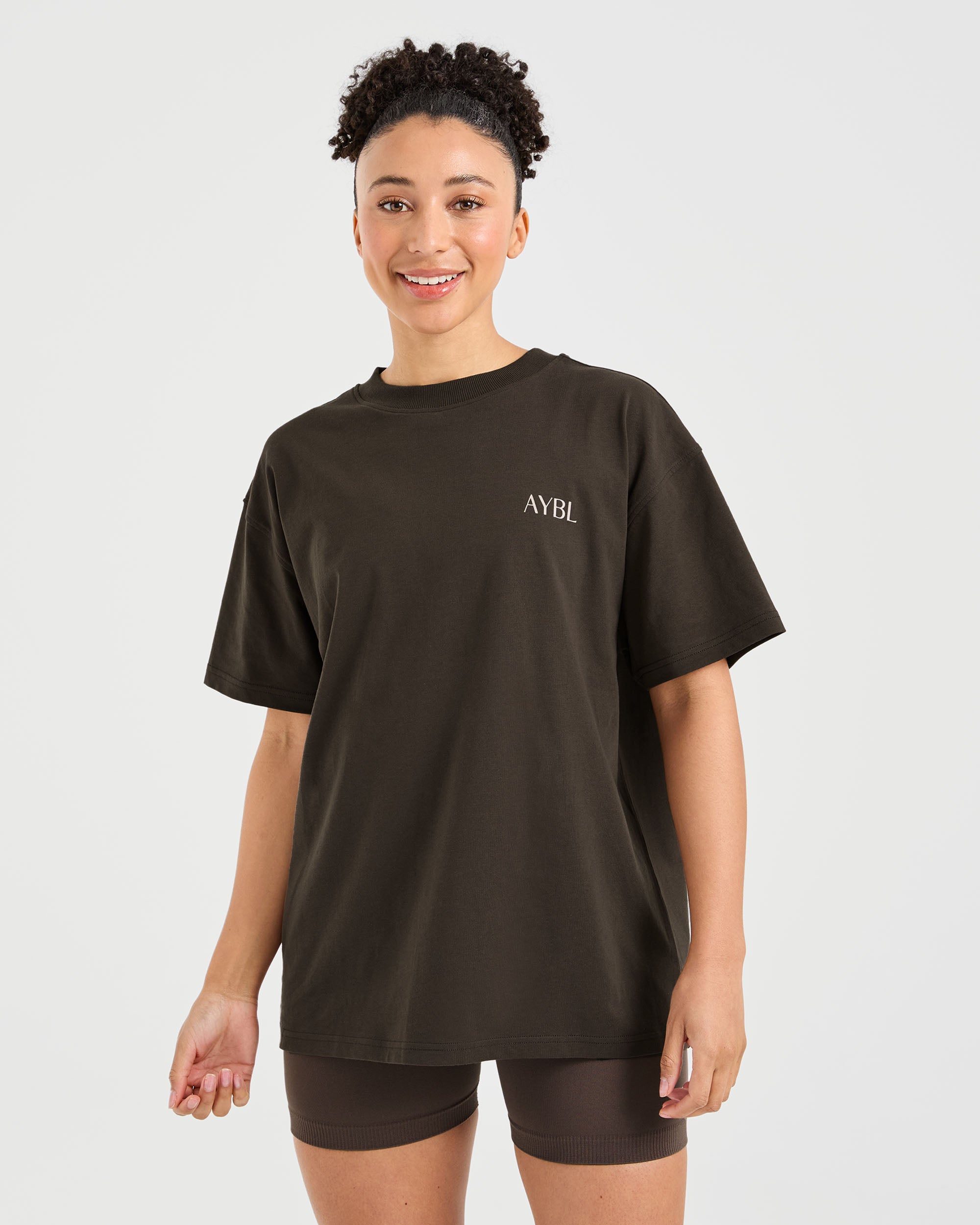 T-shirt Oversized Strength Club - Marrone