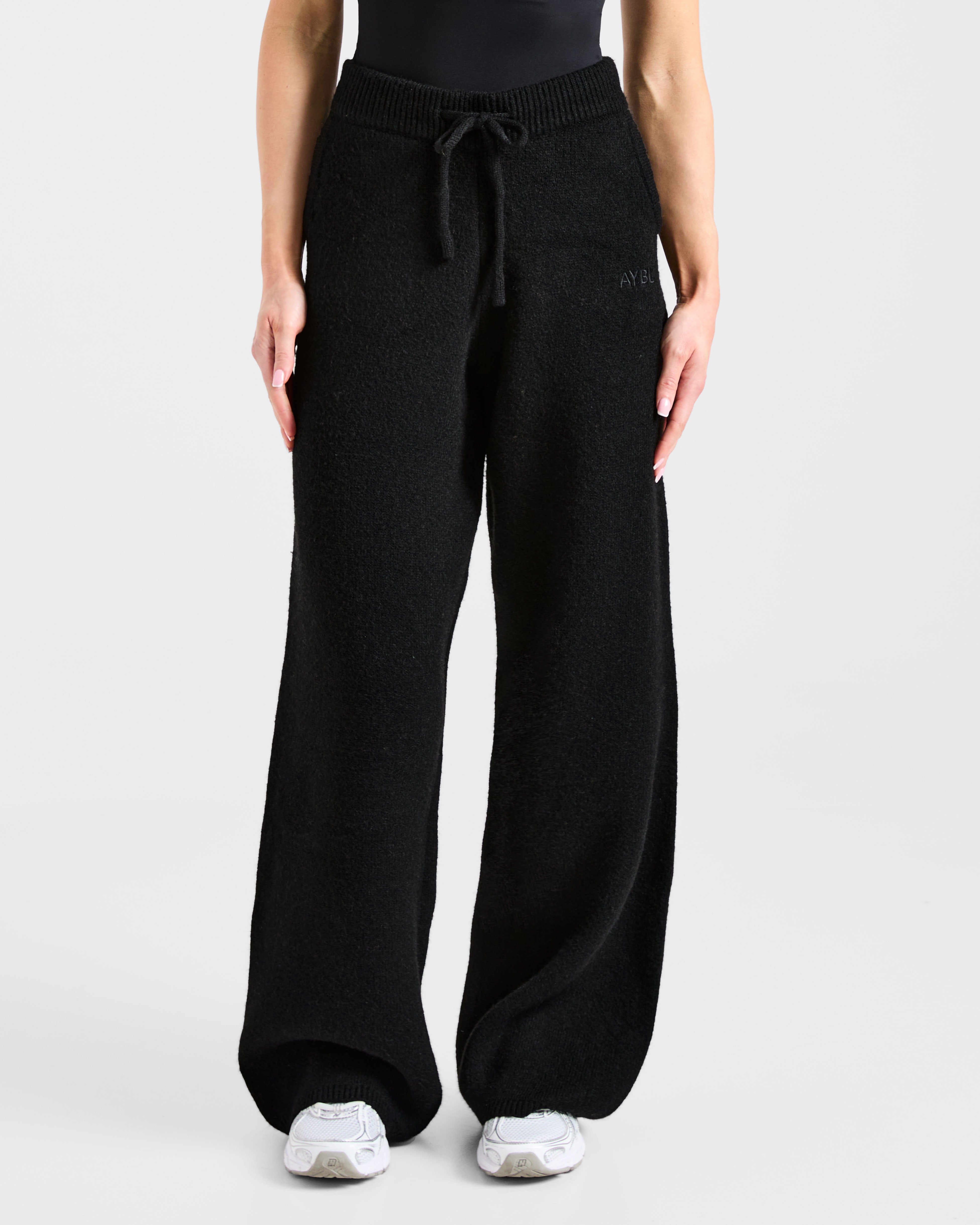 Pantaloncini Larghi in Maglia Morbida con Gambe Dritte - Nero