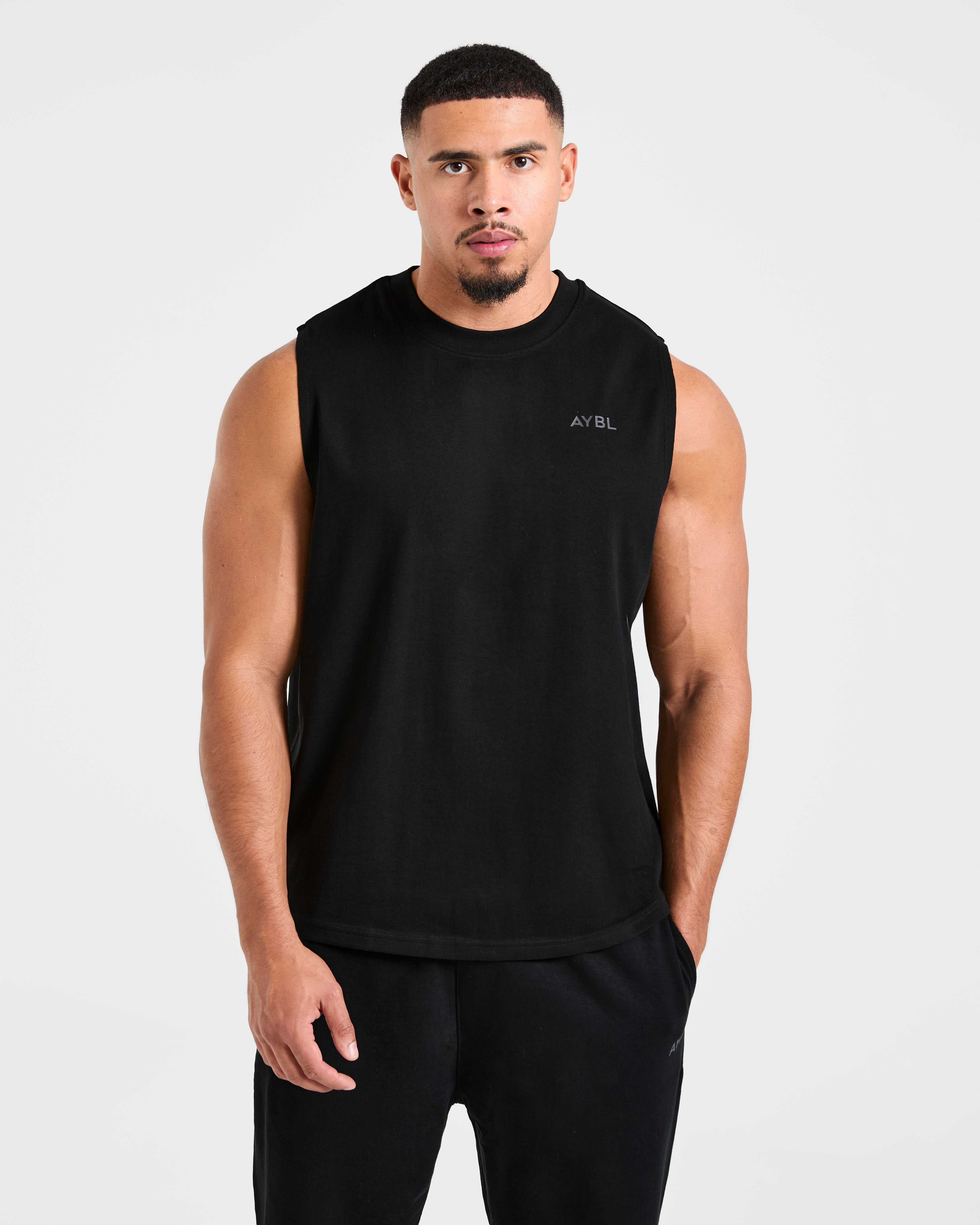 Essential Oversized Graphic Tank - Nero