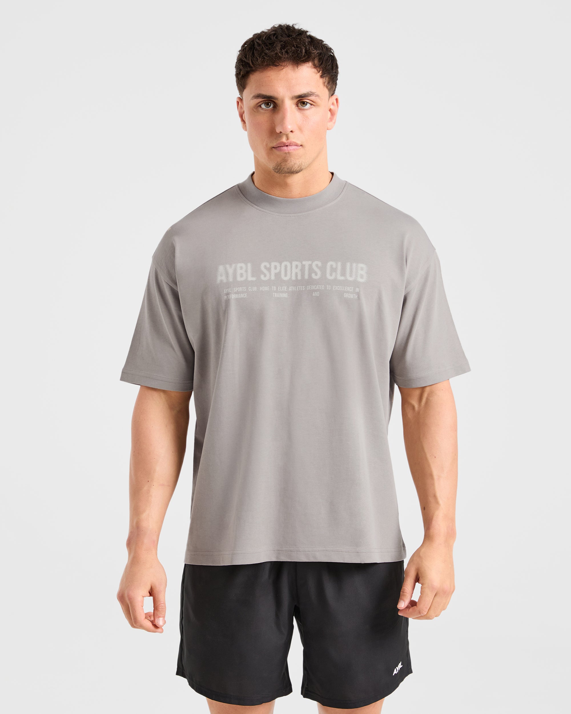 T-Shirt Oversized con Puntini Sports Club - Grigio Nuvola