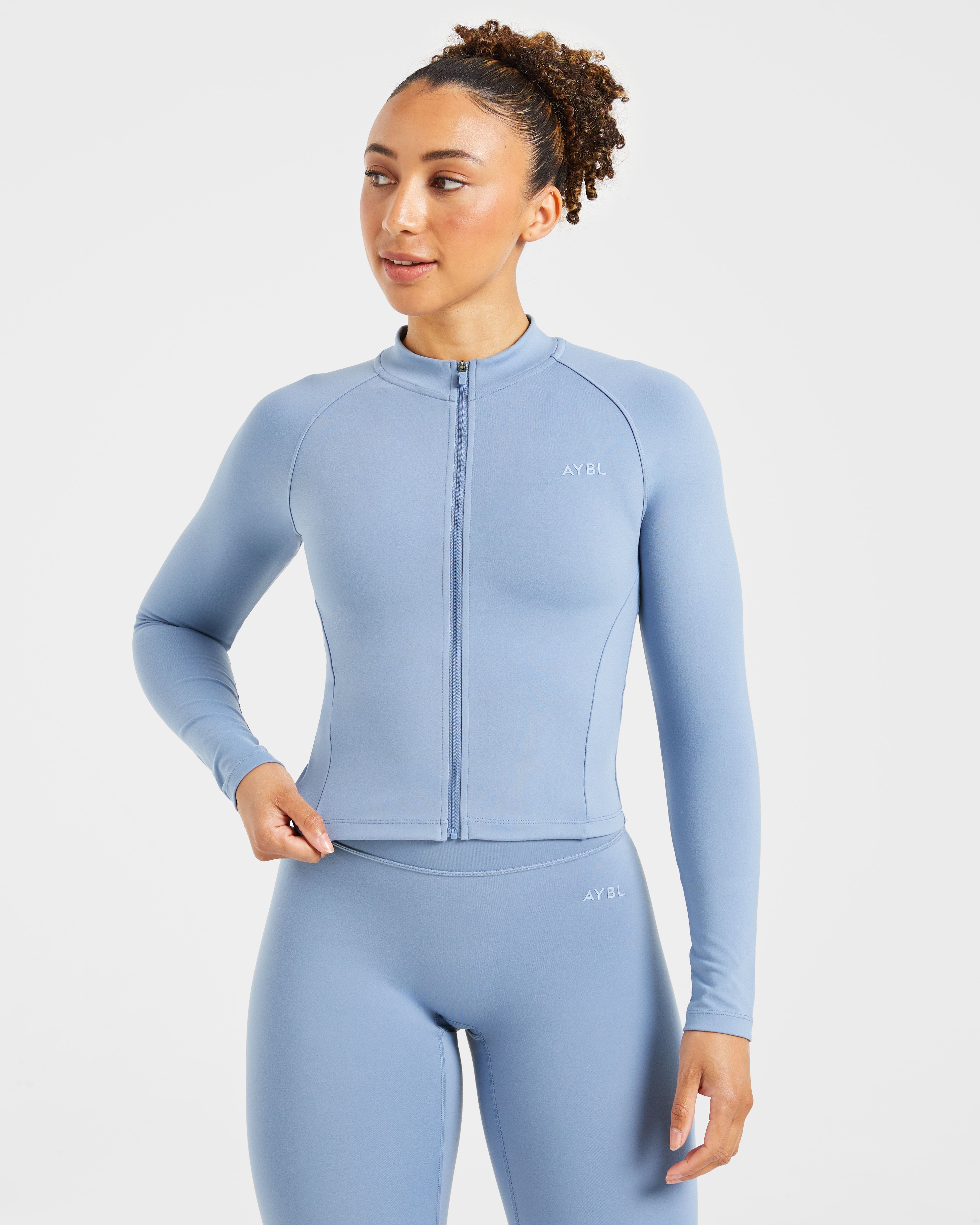 Giubbotto a Zip con Cerniera - Blu Grigio