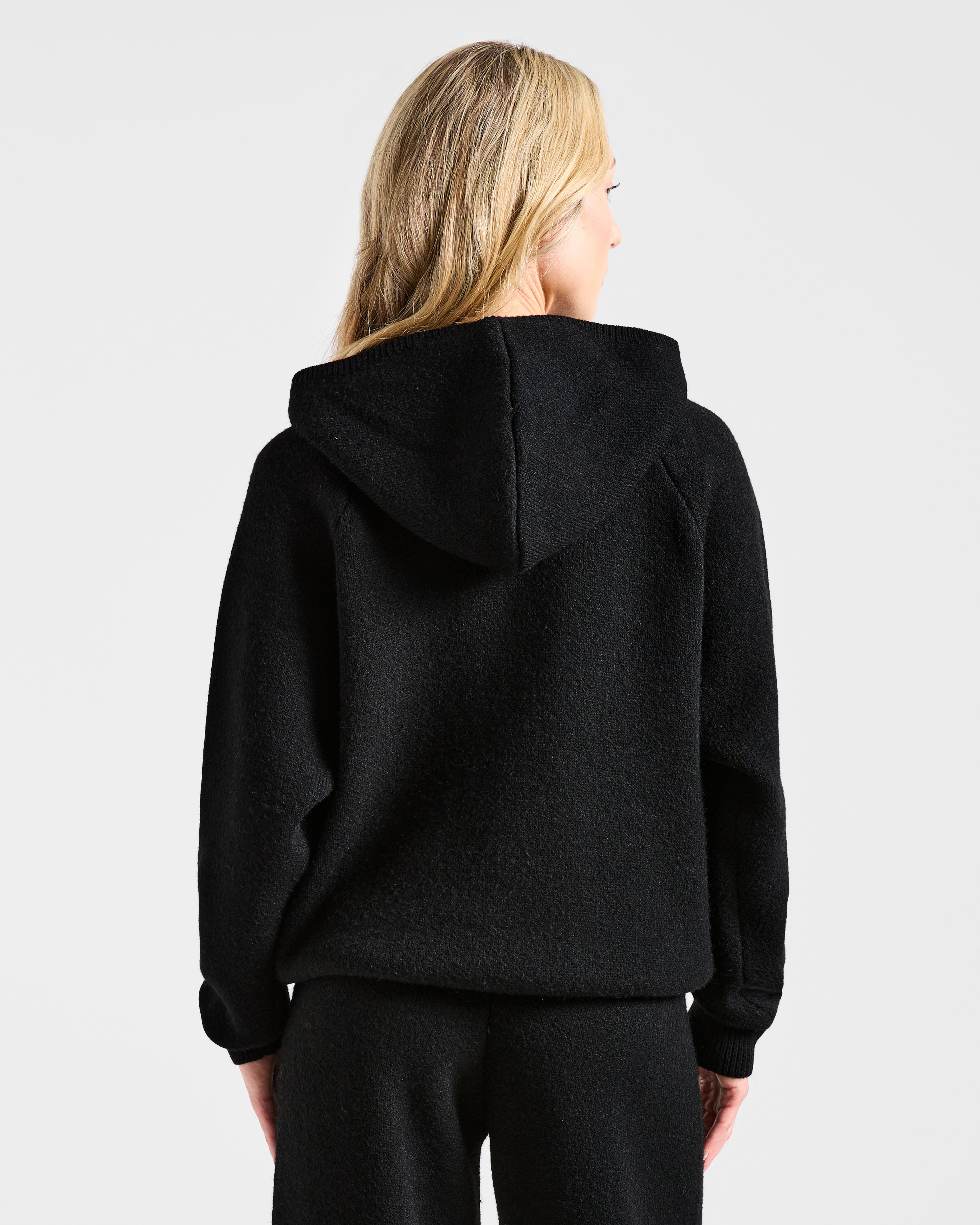 Felpe Oversized Lavorata a Maglia Morbida - Nero