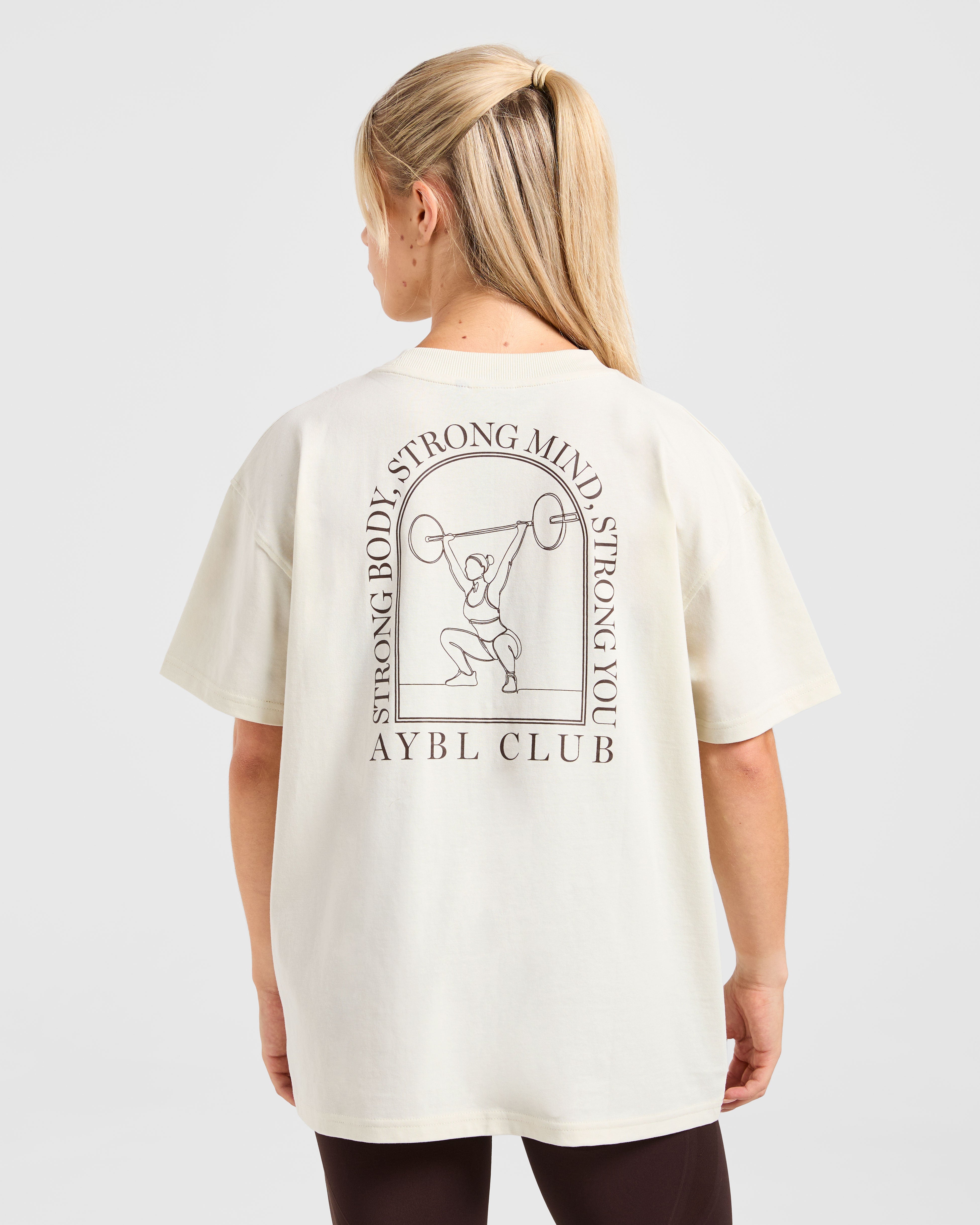 Body, Mind, You T-shirt Oversize - Beige/Marrone