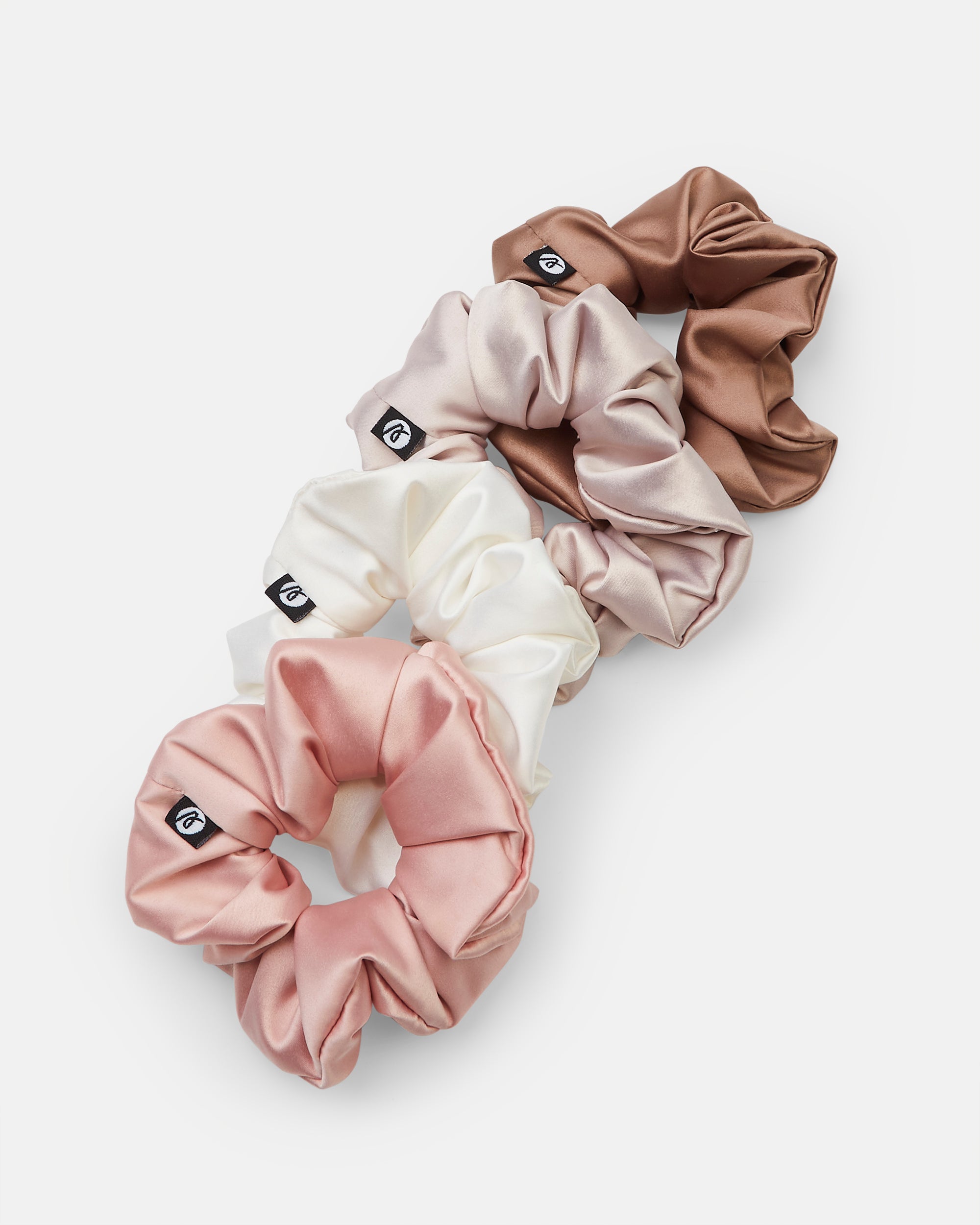 Set da 4 Scrunchie - Bianco/Champagne/Rosa/Mocha