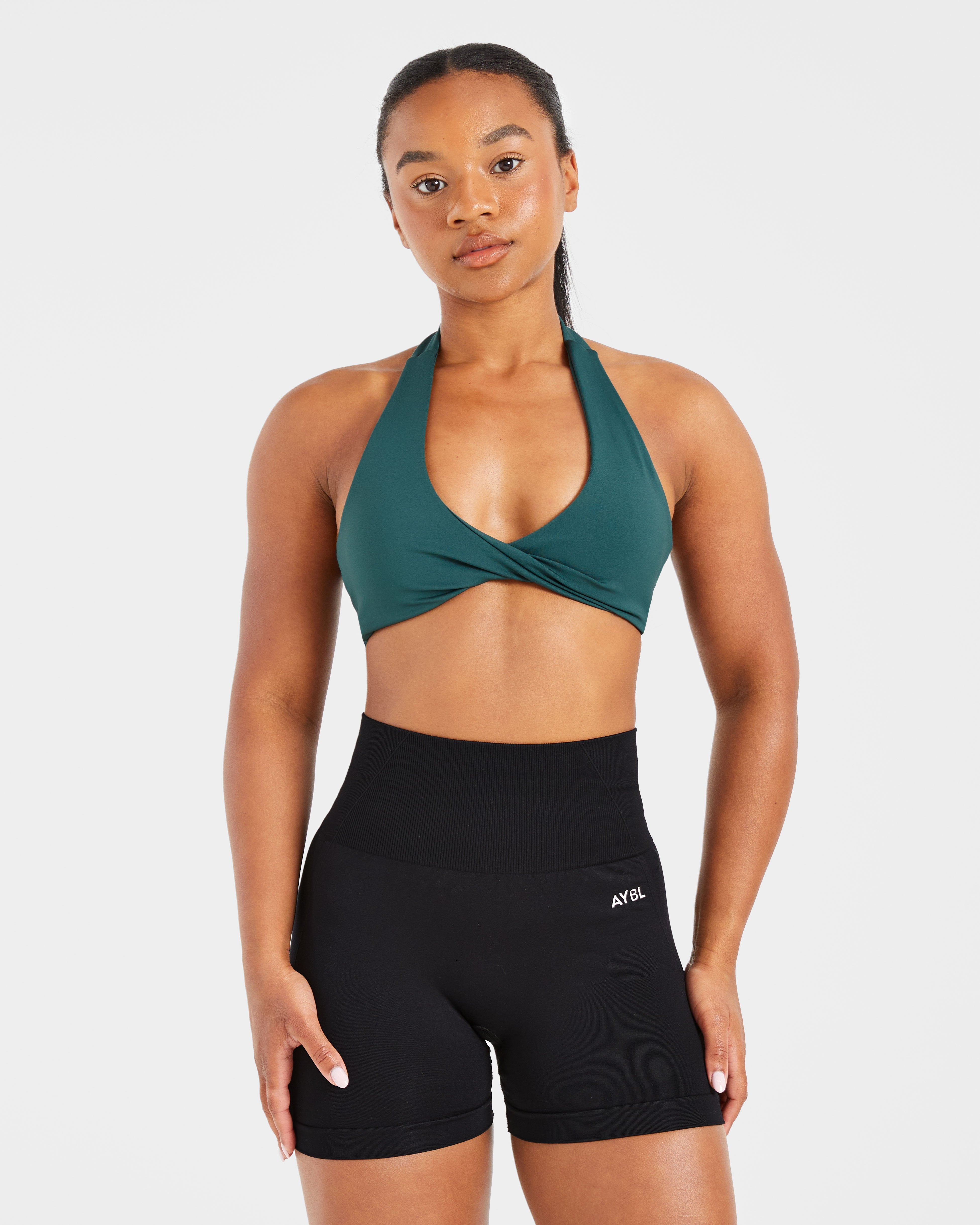 Sports Bra Essenziale a Tracolla - Verde Scuro