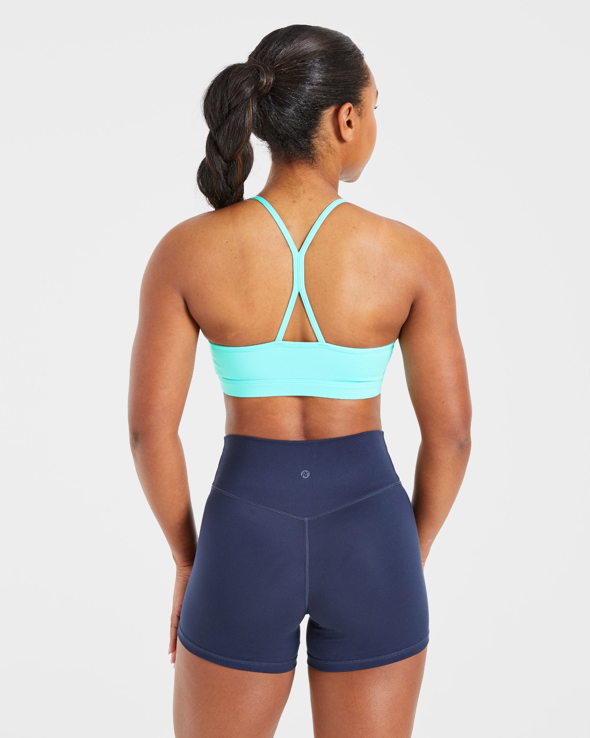 Sports Bra Essenziale con Ruches - Azzurro Acqua