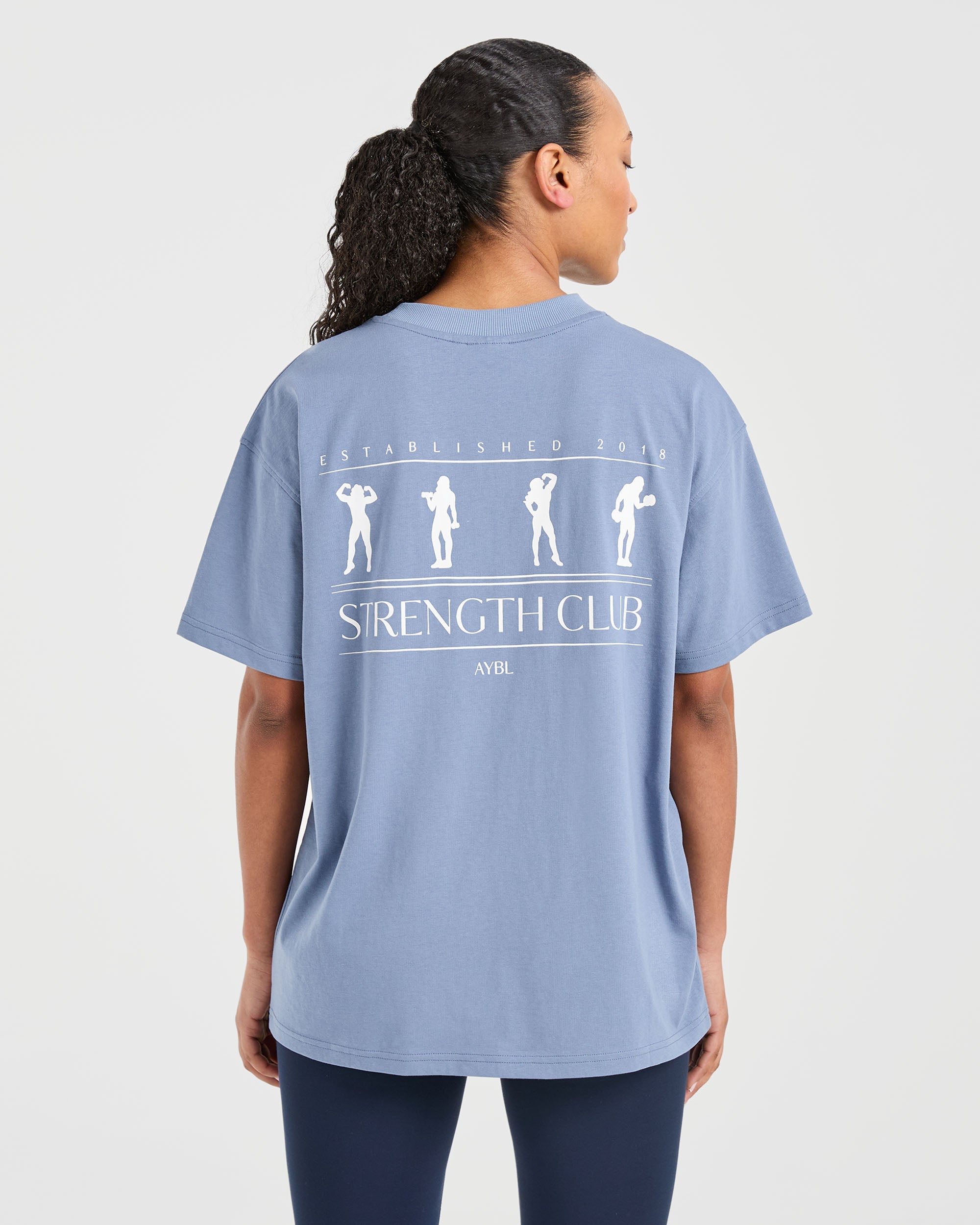 T-shirt Oversized Strength Club - Blu