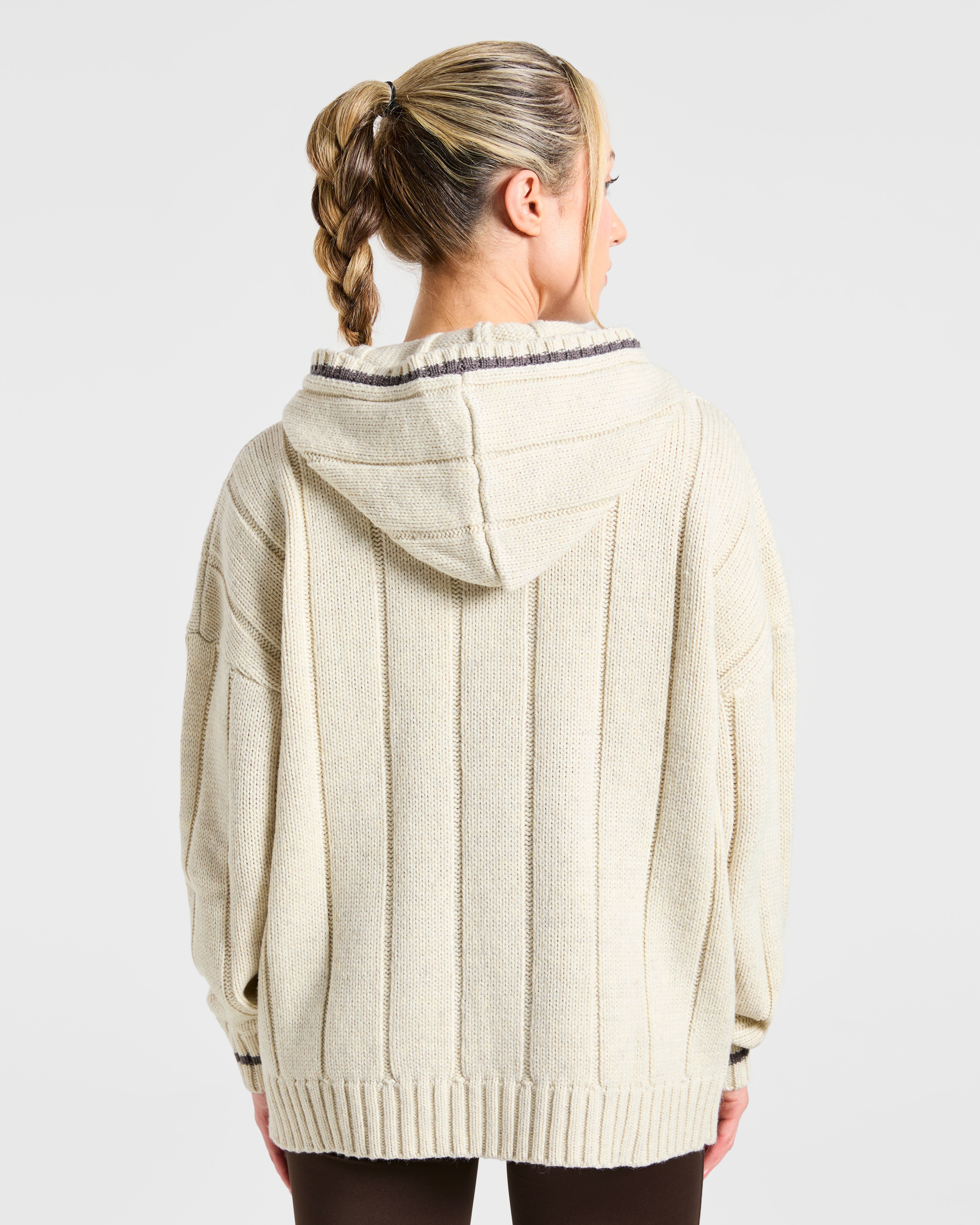 Pullover Oversized in Maglia da Atletica - Avena