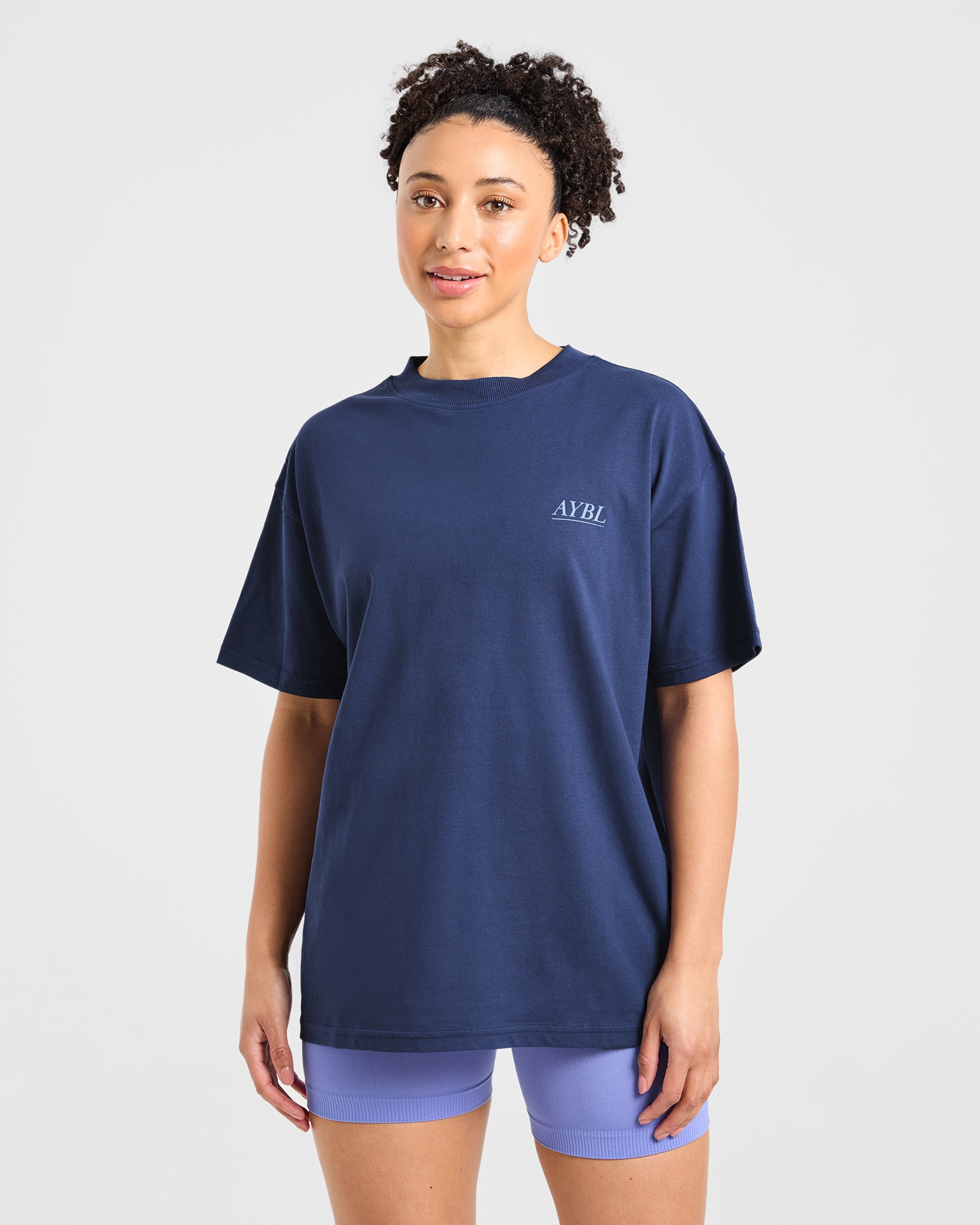 T-shirt Oversized con Stampa Power Lifting - Blu