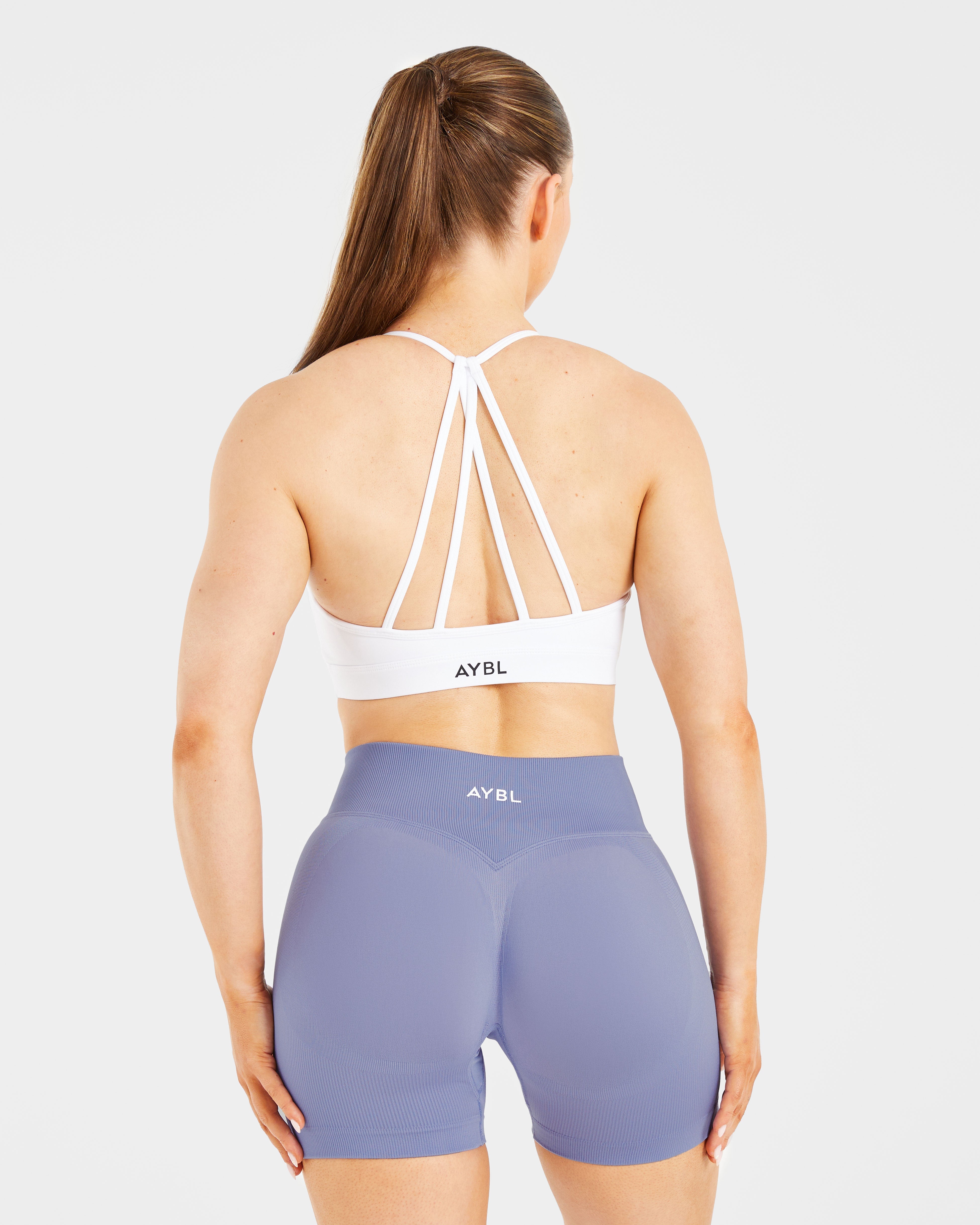 Sports Bra a Spalline in V con Cinturino - Bianco