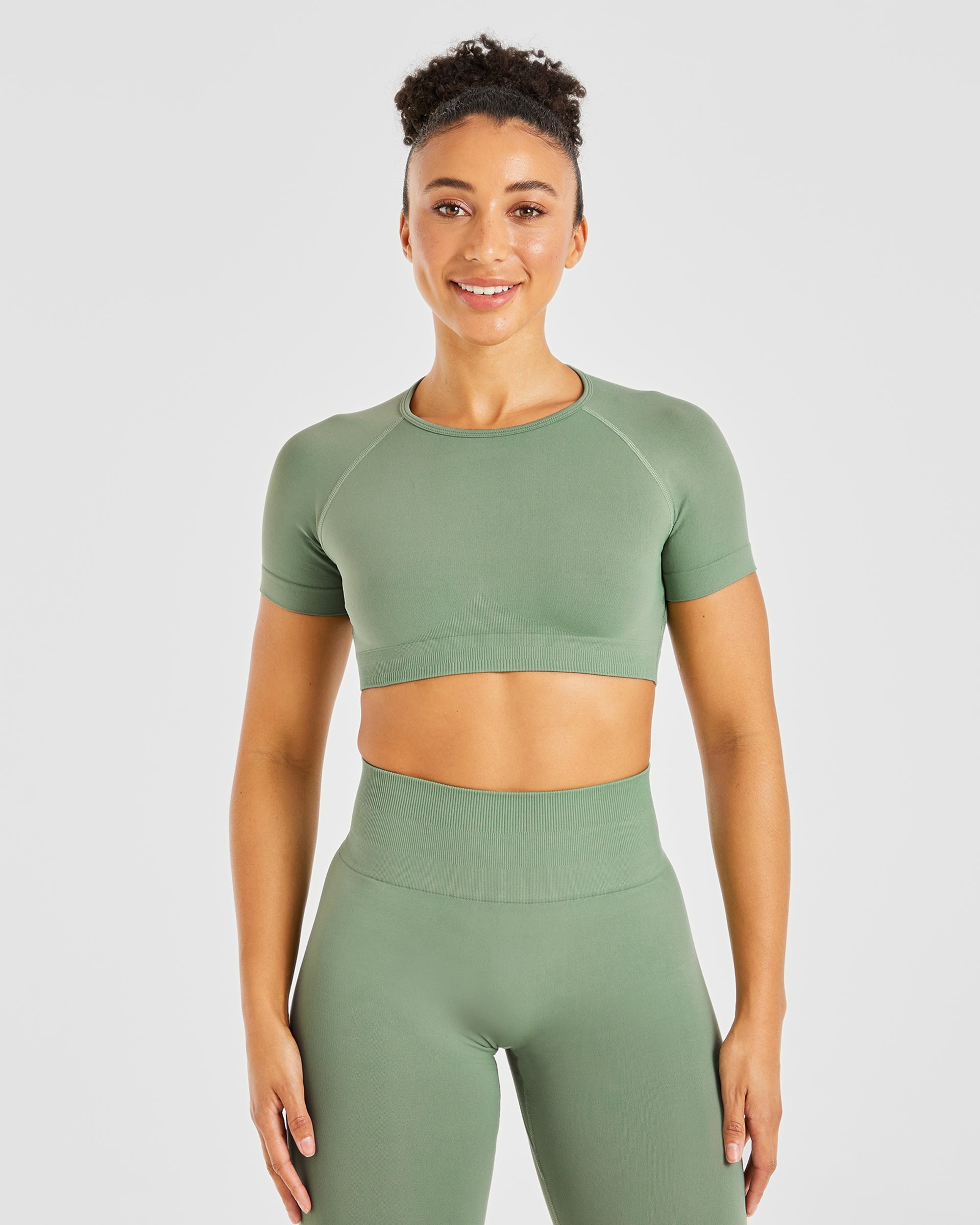 Crop Top Senza Cuciture Power - Oliva