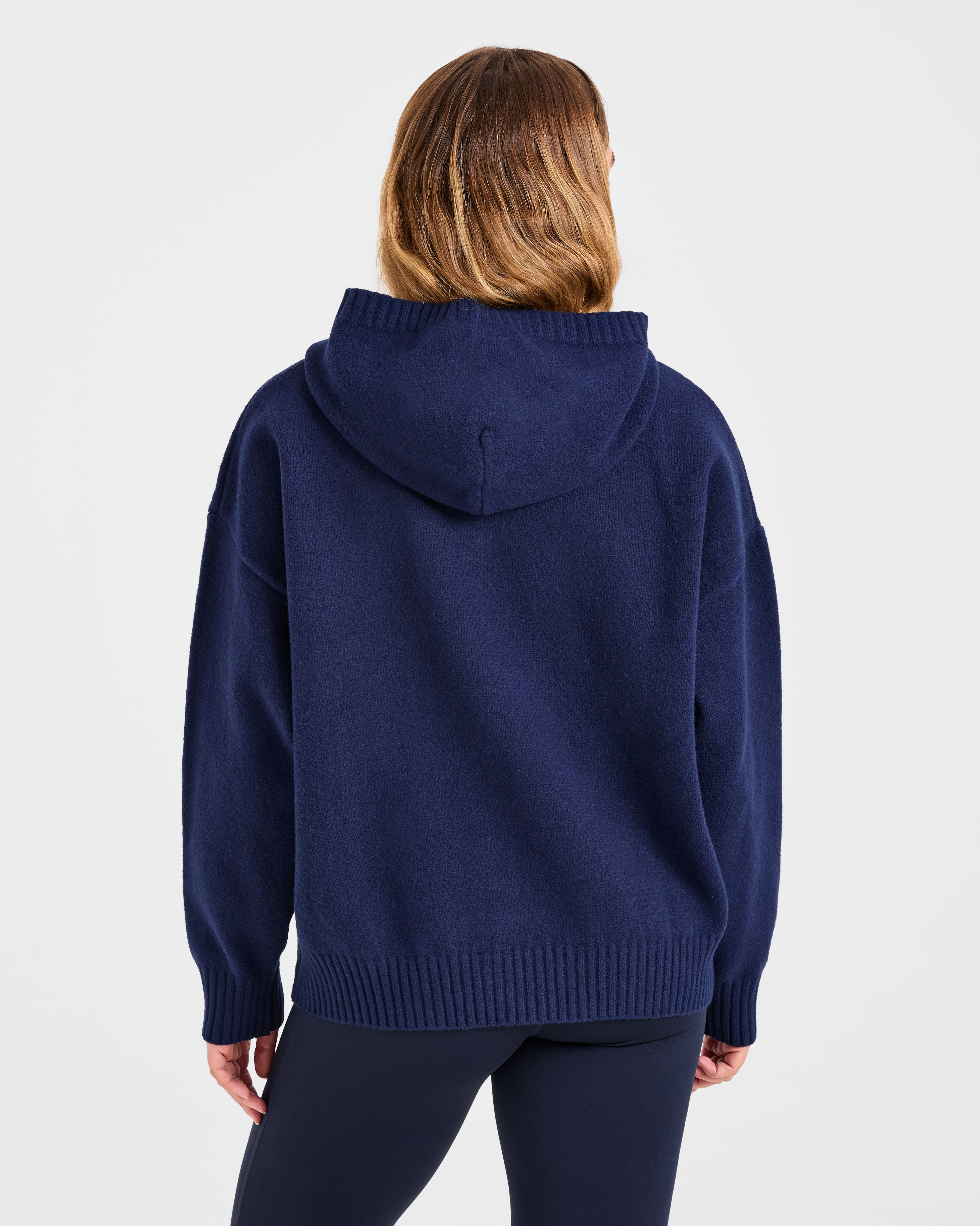 Felpa Oversized con Logo Minimale Varsity - Navy