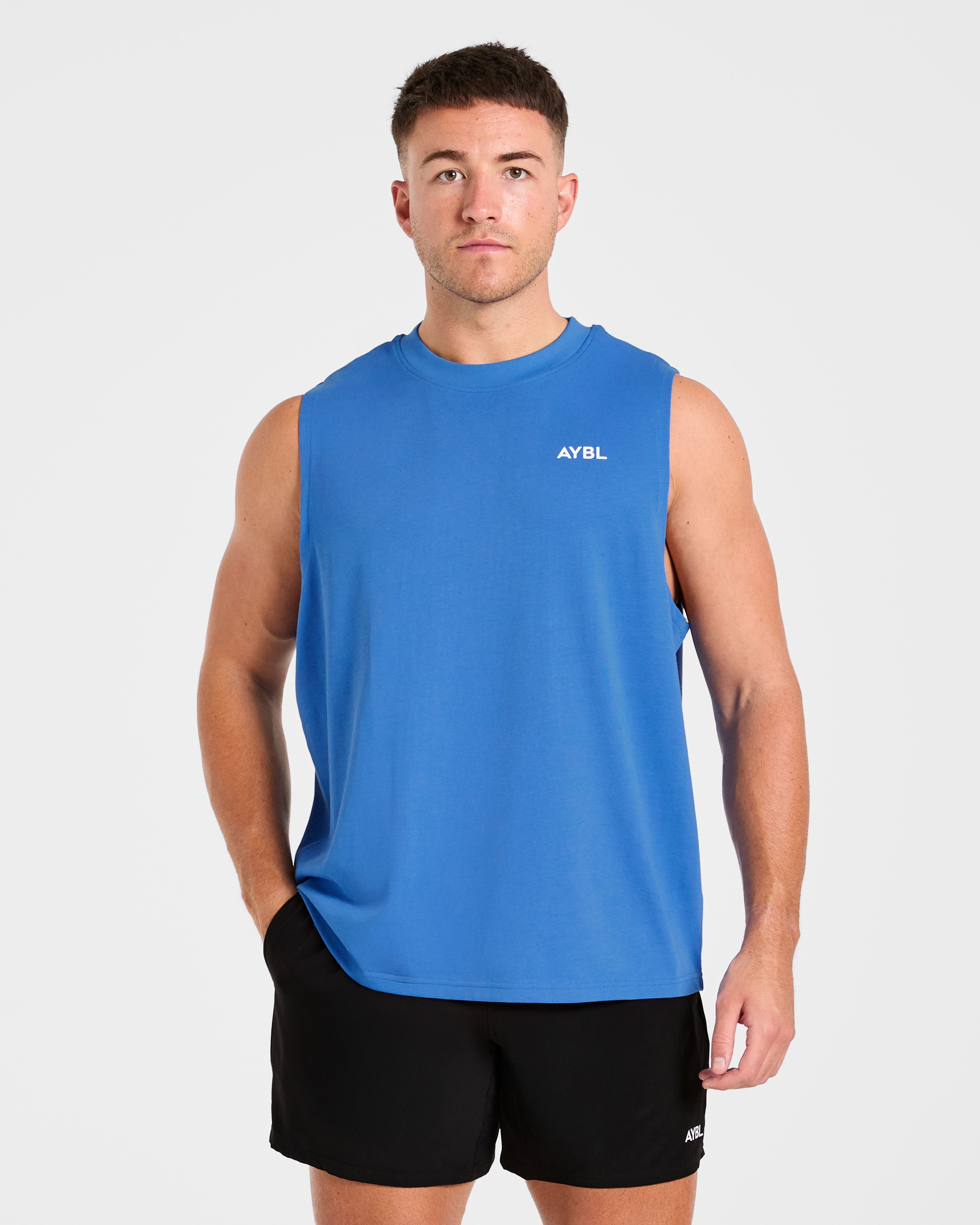 Essenziale Oversized Graphic Tank - Cobalto