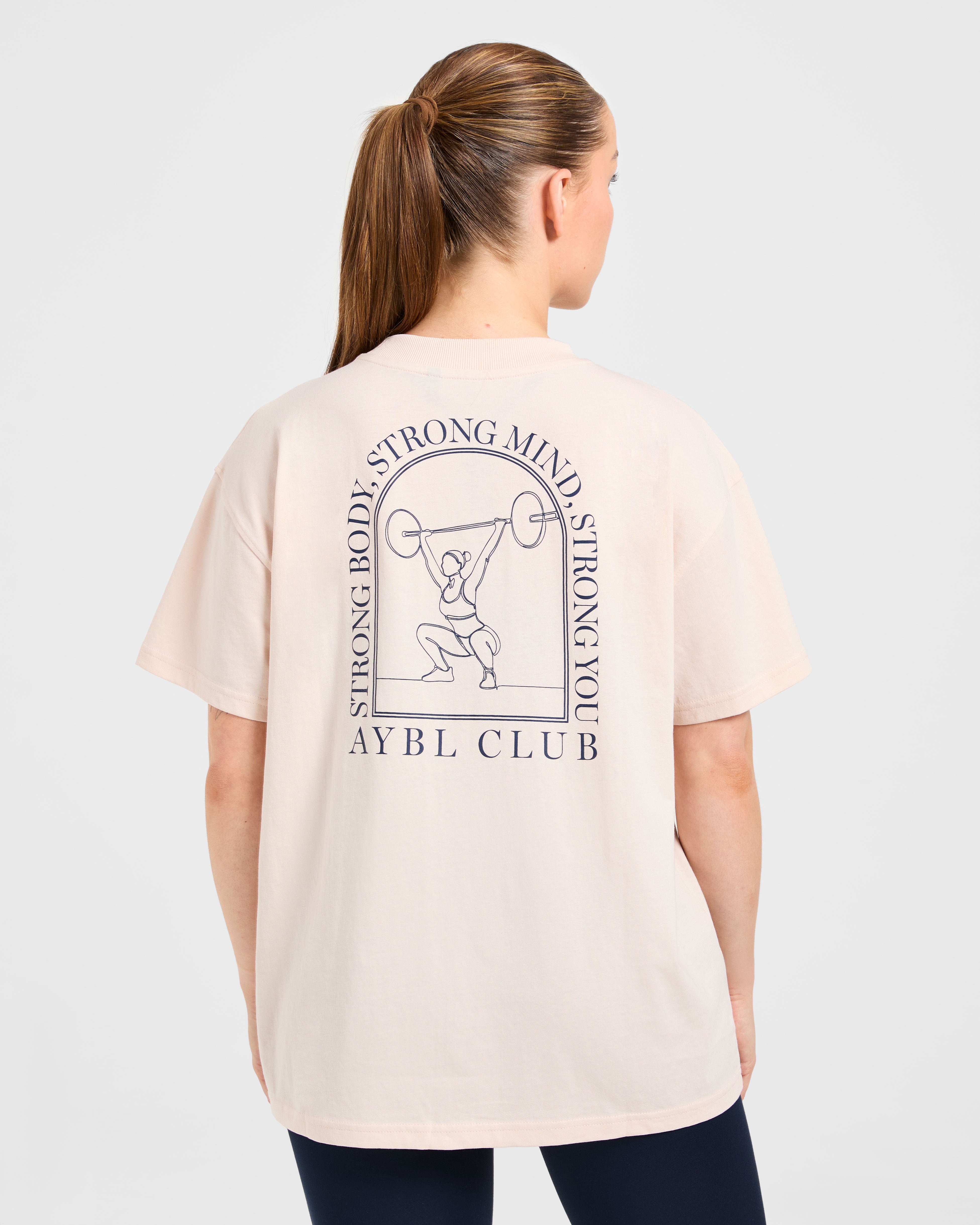 T-shirt Oversized Body, Mind, You - Pesca/Azzurro