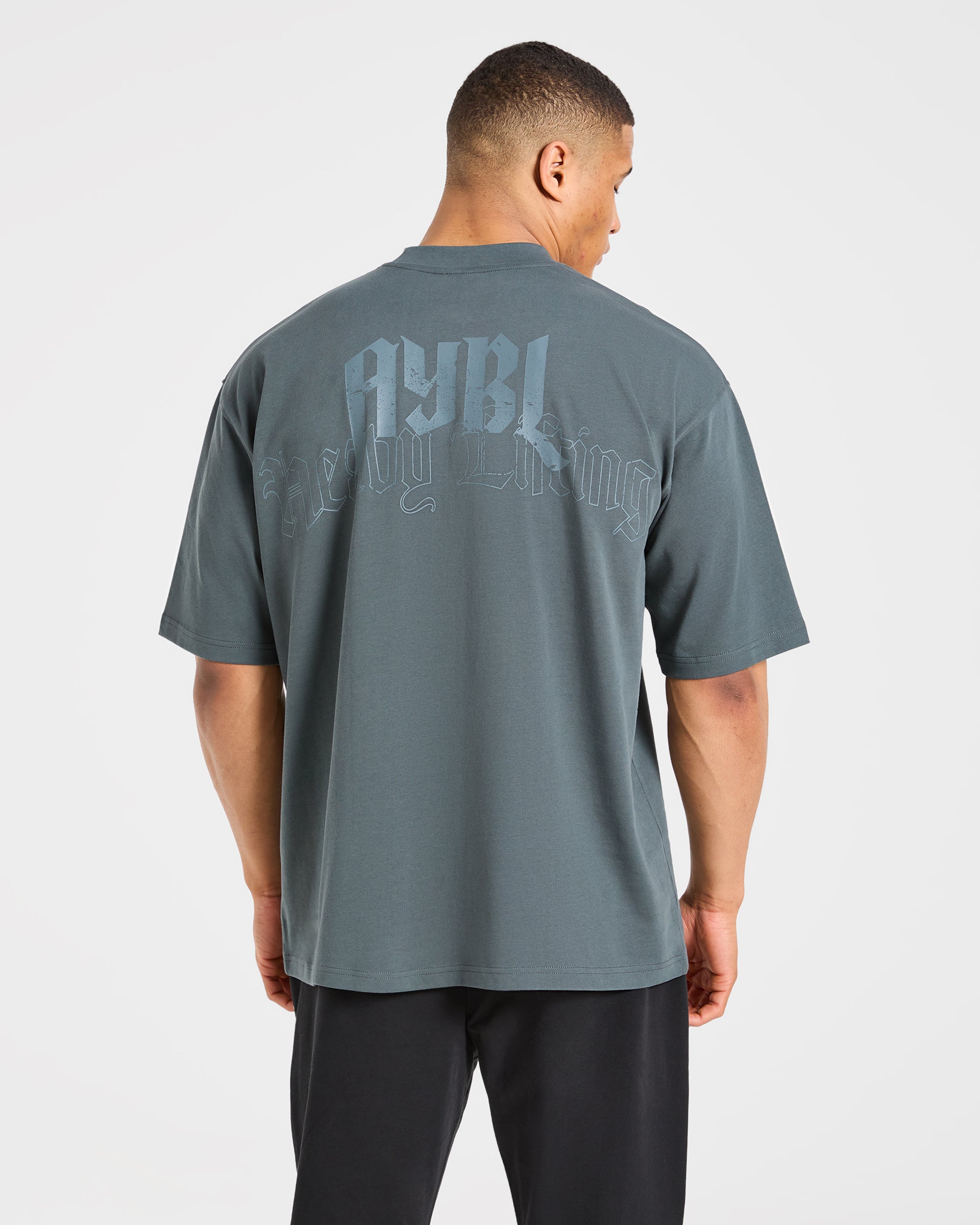 T-shirt Oversized Gotico per Sollevamento Pesi - Slate Ferro