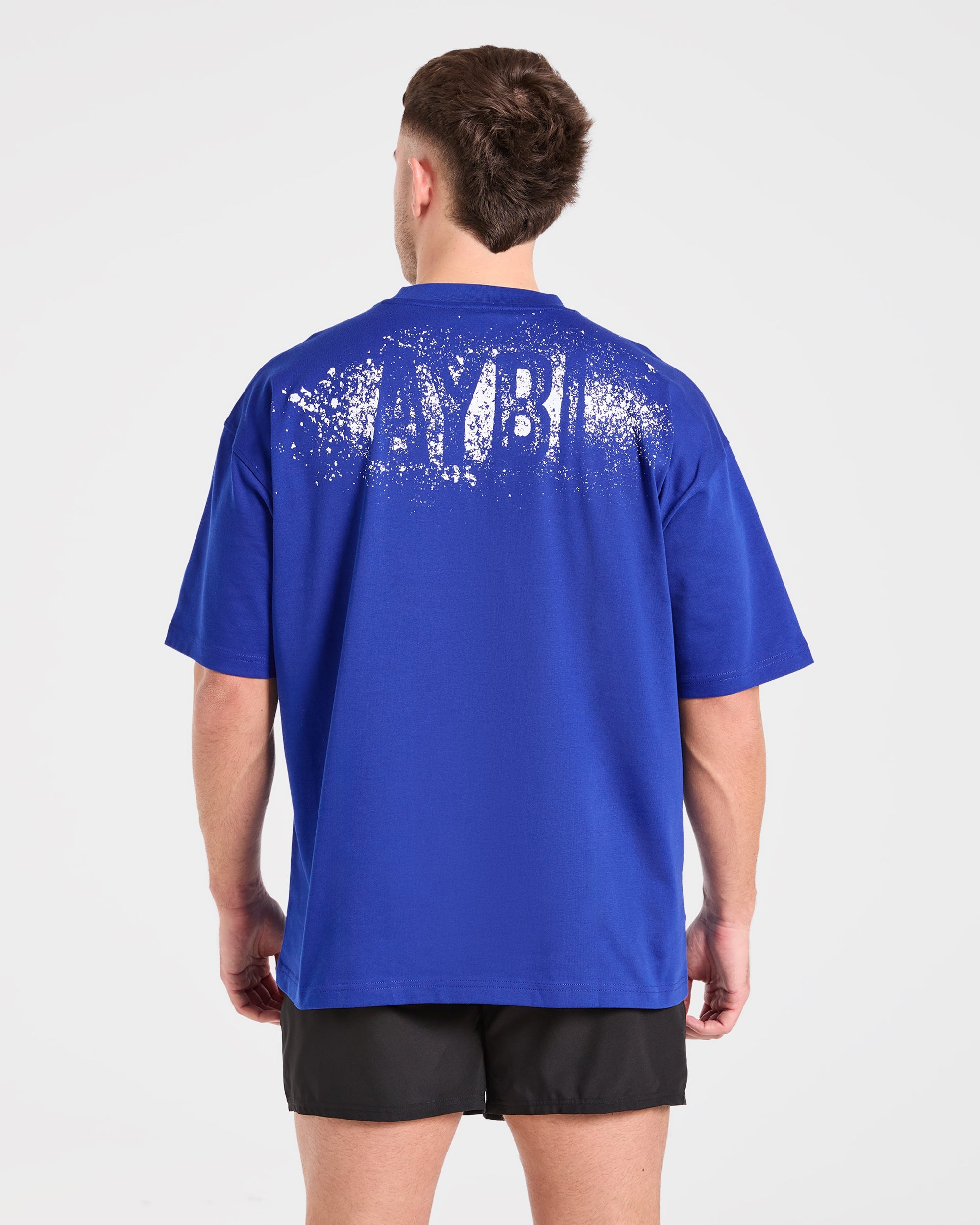 T-shirt Oversized con Gesso da Palestra - Blu Cobalto