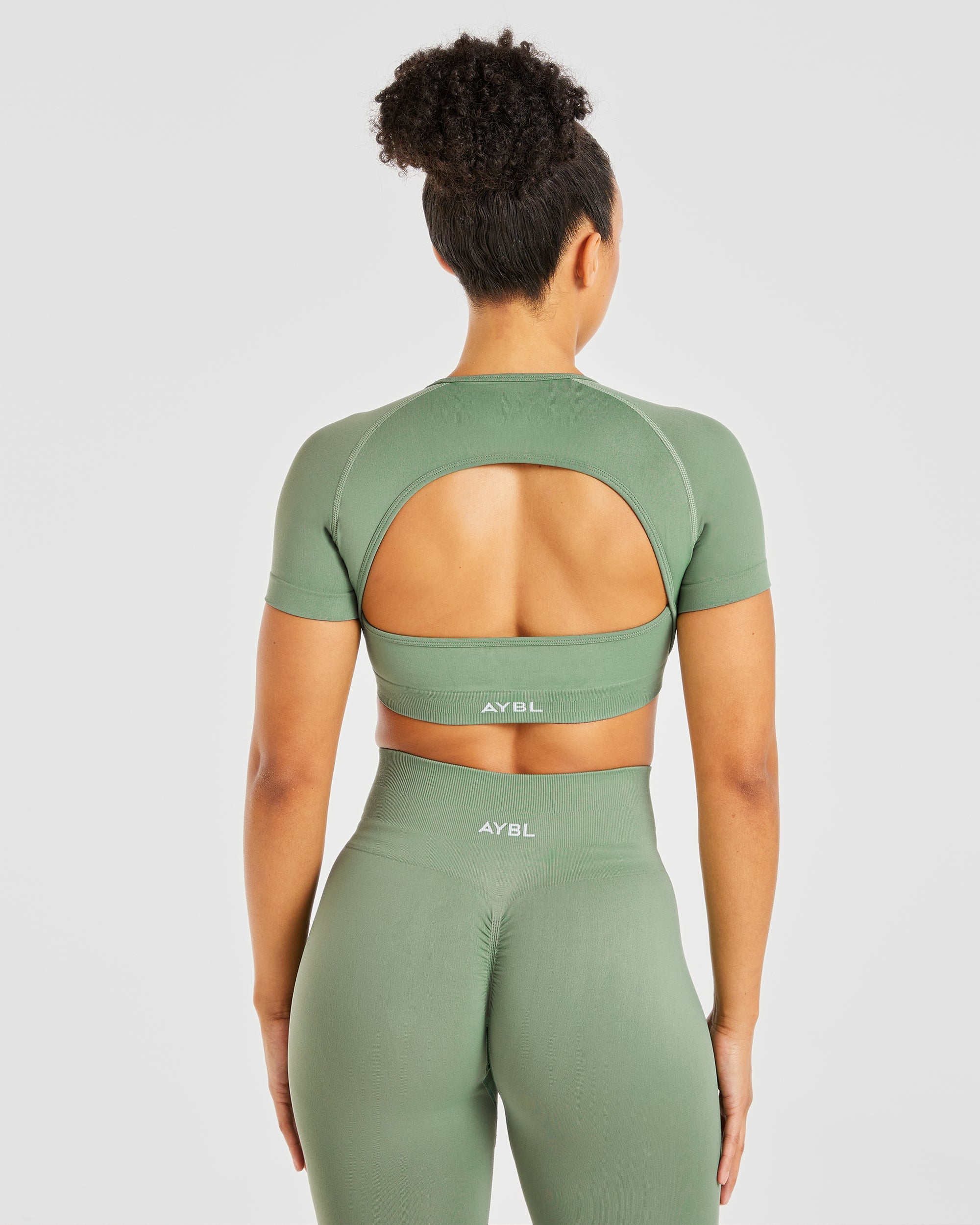 Crop Top Senza Cuciture Power - Oliva