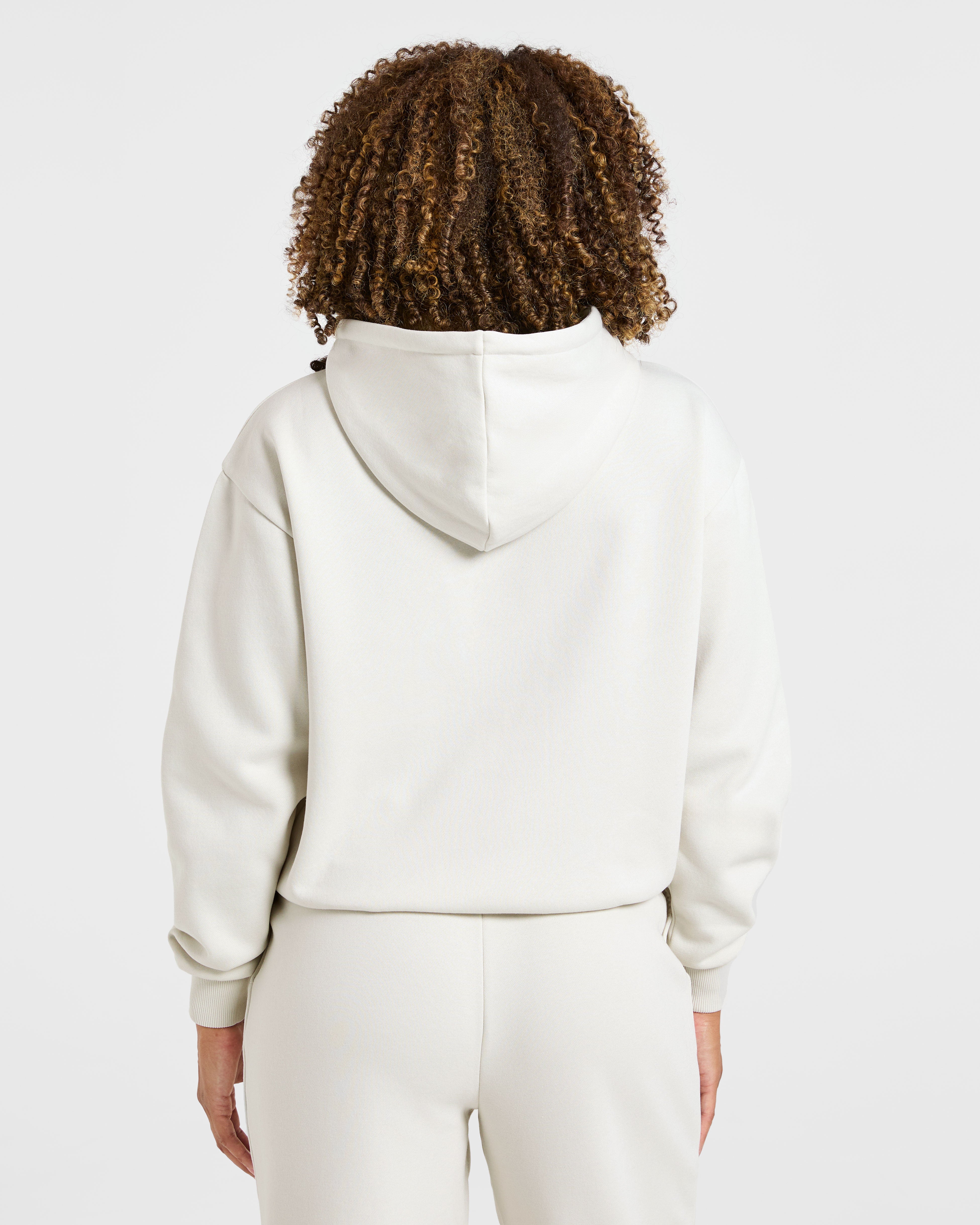 Felpa Oversized con Cerniera Stile Vita - Bianco