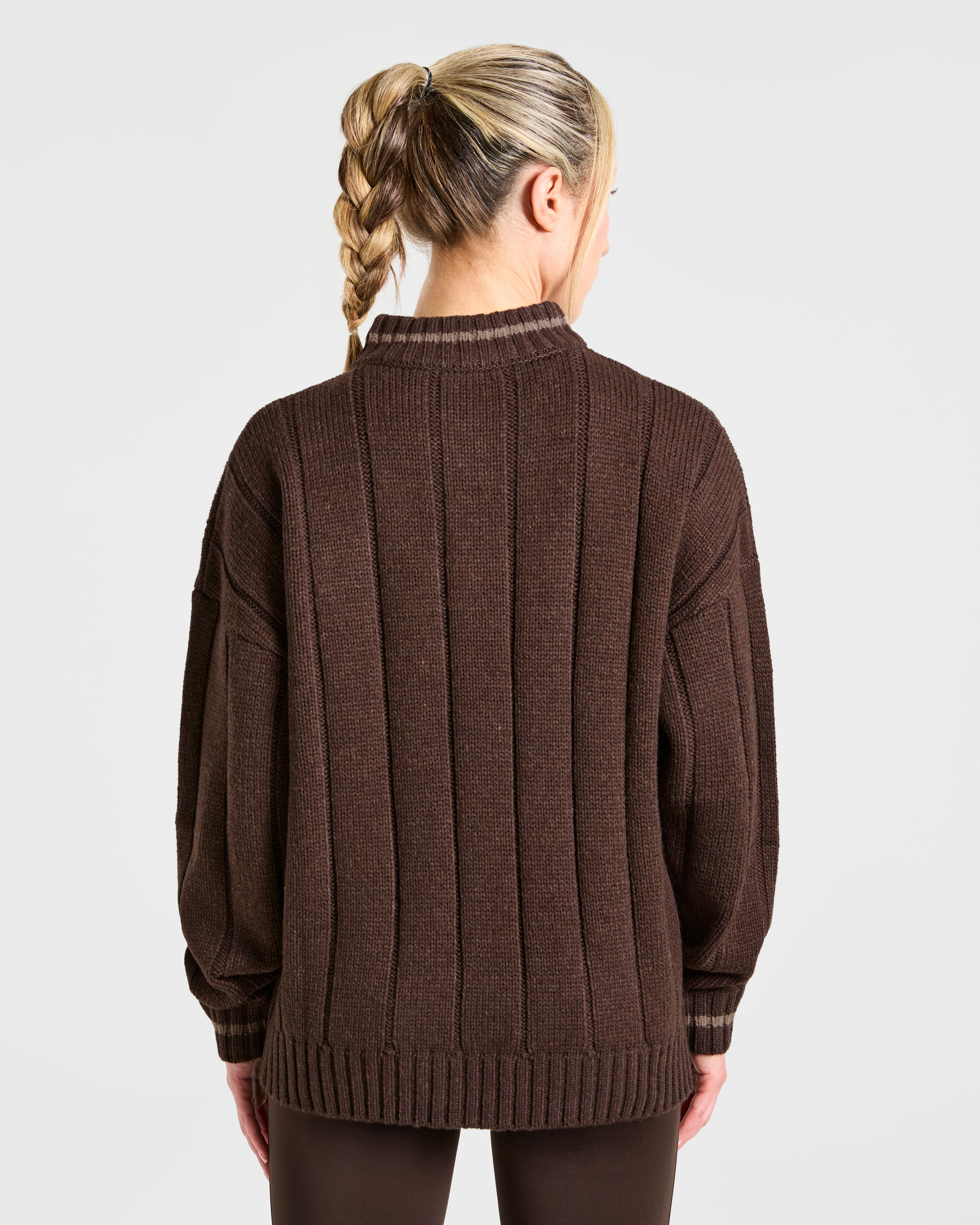 Atletica Maglione Oversized a Mezza Zip - Marrone