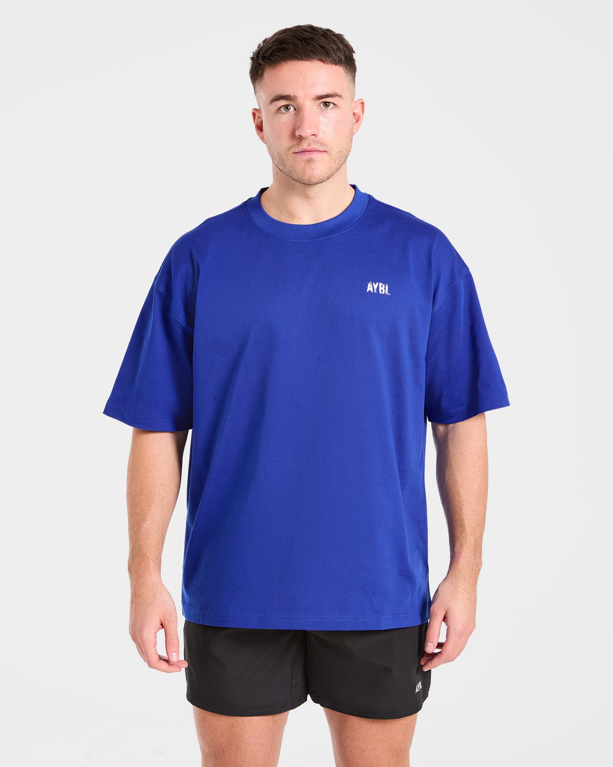 T-shirt Oversized con Gesso da Palestra - Blu Cobalto