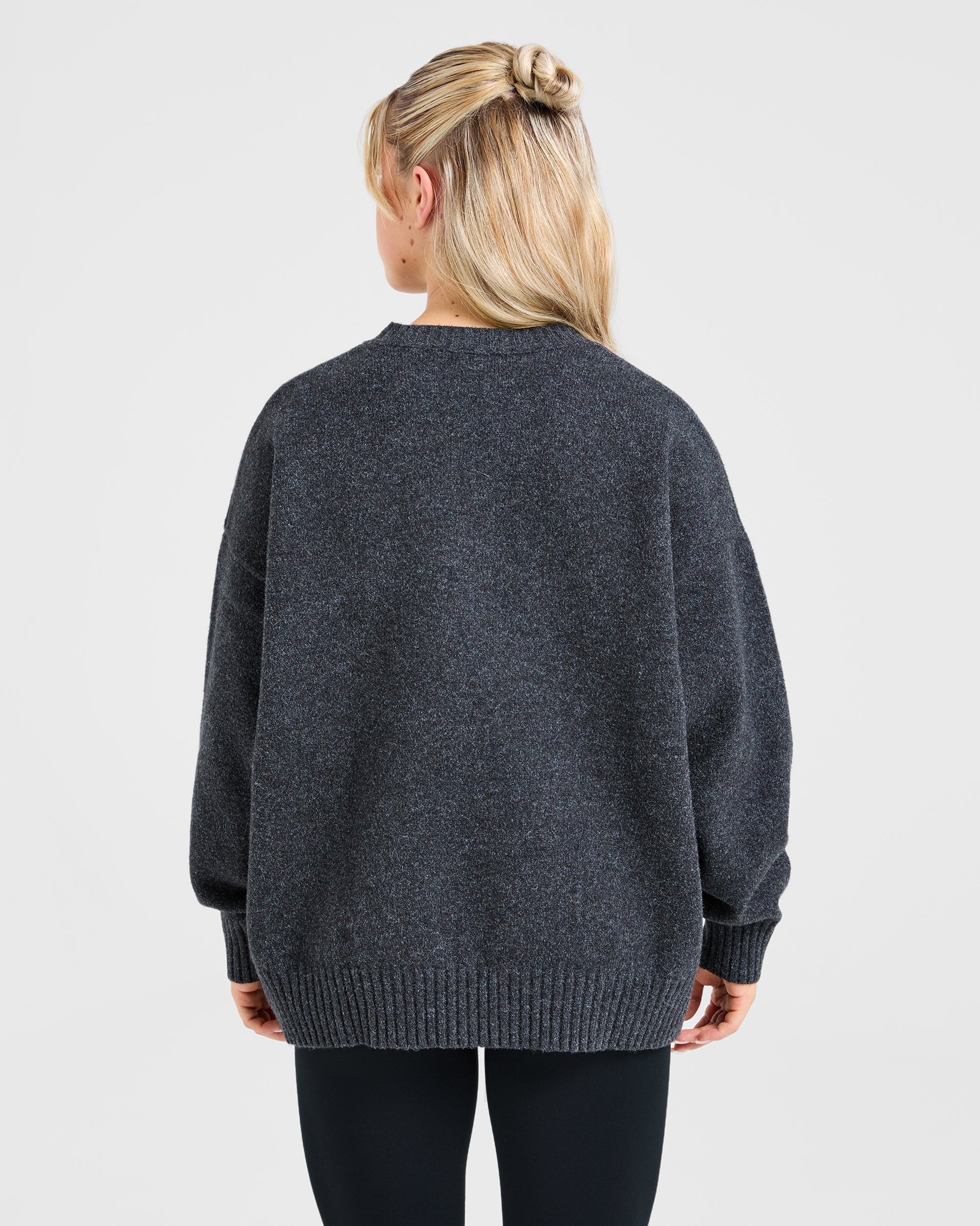 Maglione Lavorato Oversized Varsity - Grigio Antracite
