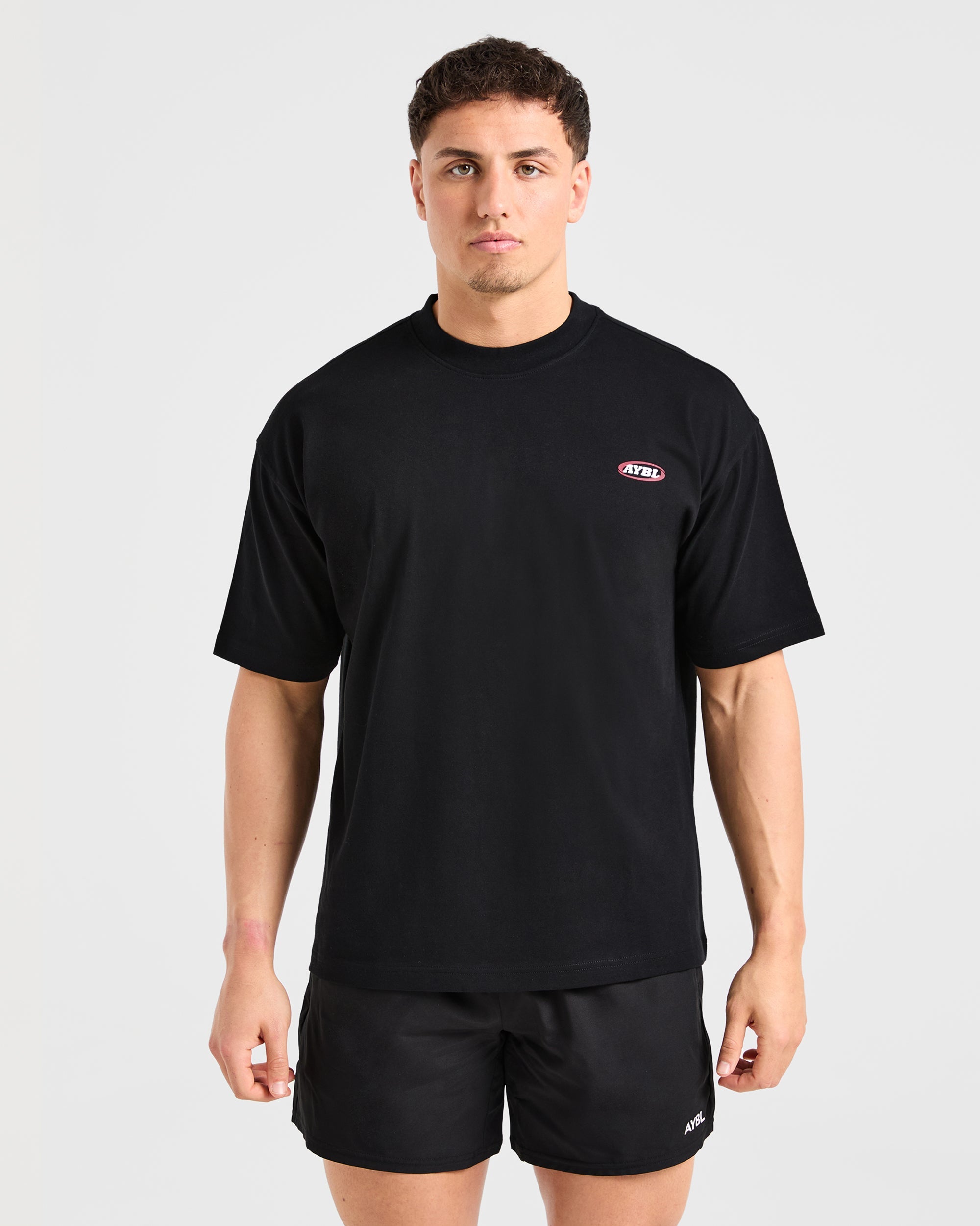 T-shirt Oversized con Stampa Athletics - Nero