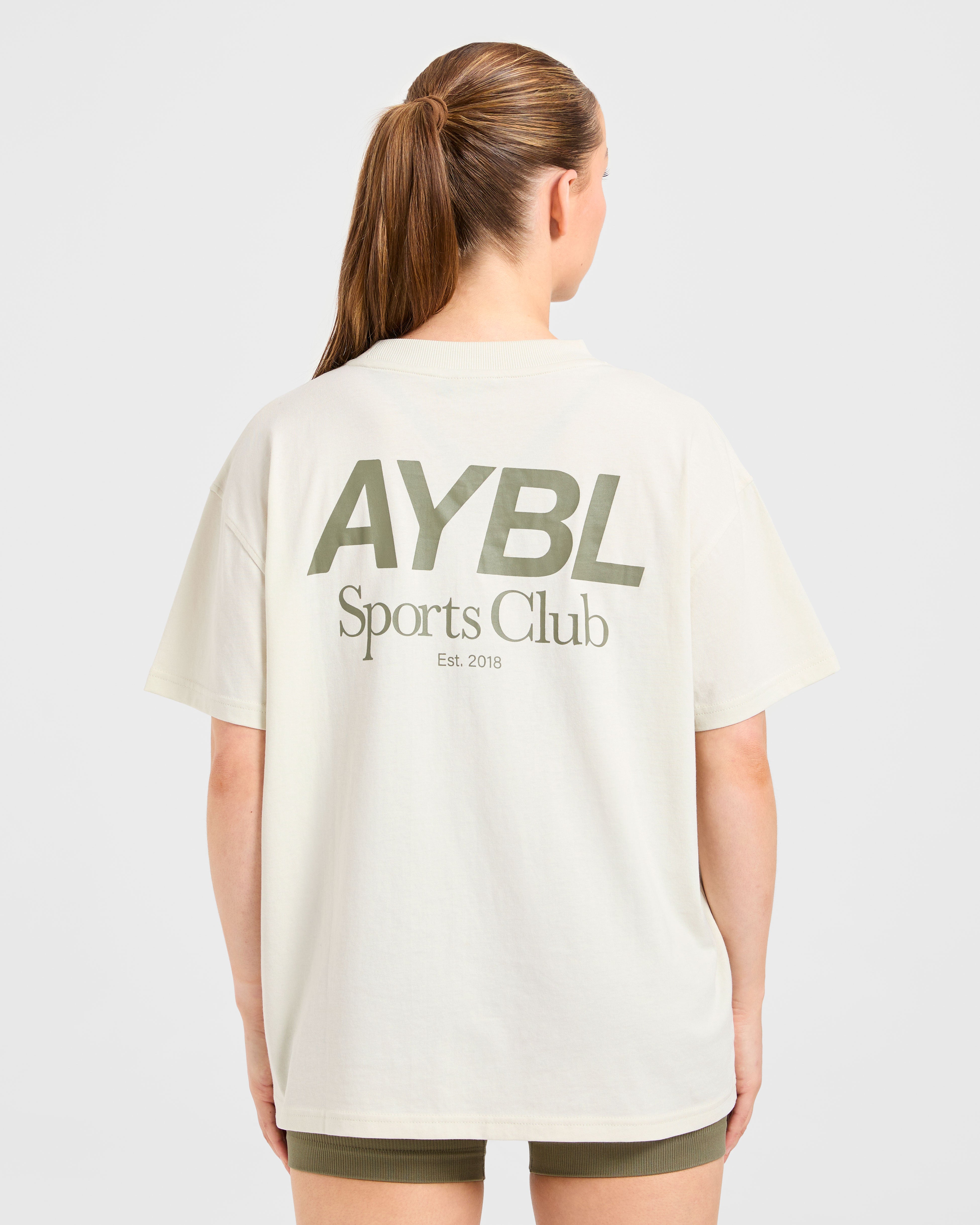 T-shirt oversize AYBL Sports Club - Beige/Olive spento
