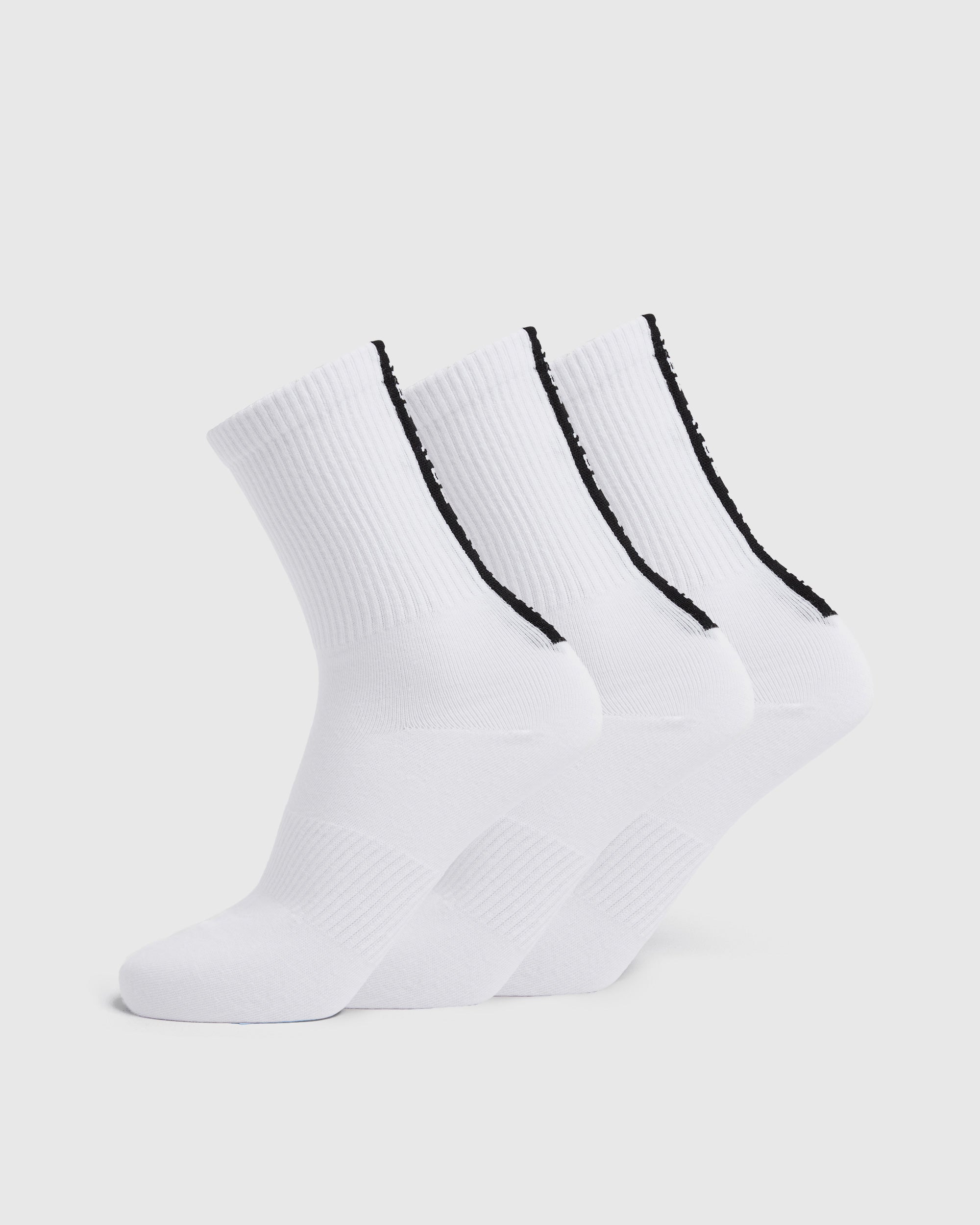 Calze a Strisce Posteriori Everyday Crew (3 Pezzi) - Bianco