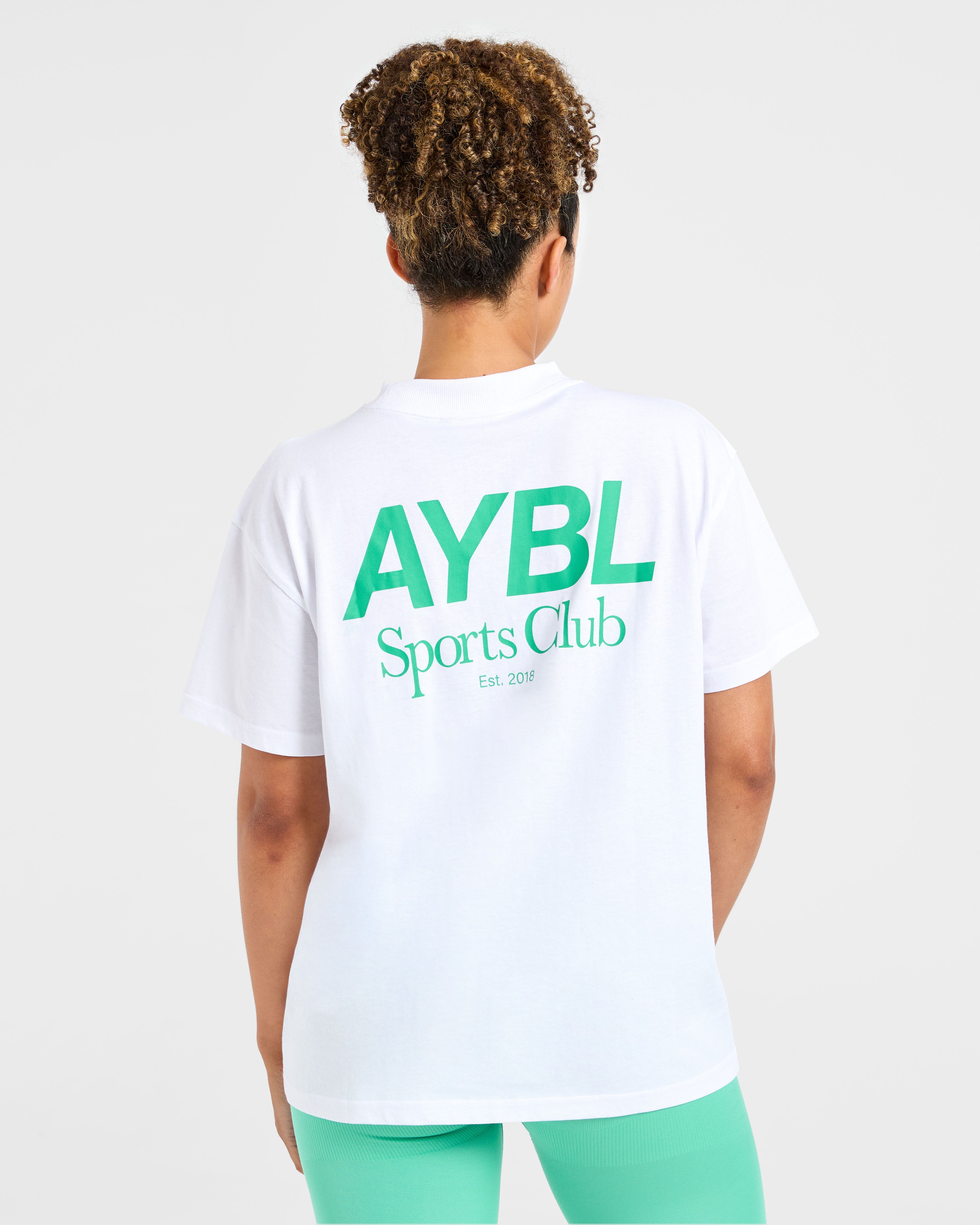 T-shirt oversize AYBL Sports Club - Bianco/Verde Corsa