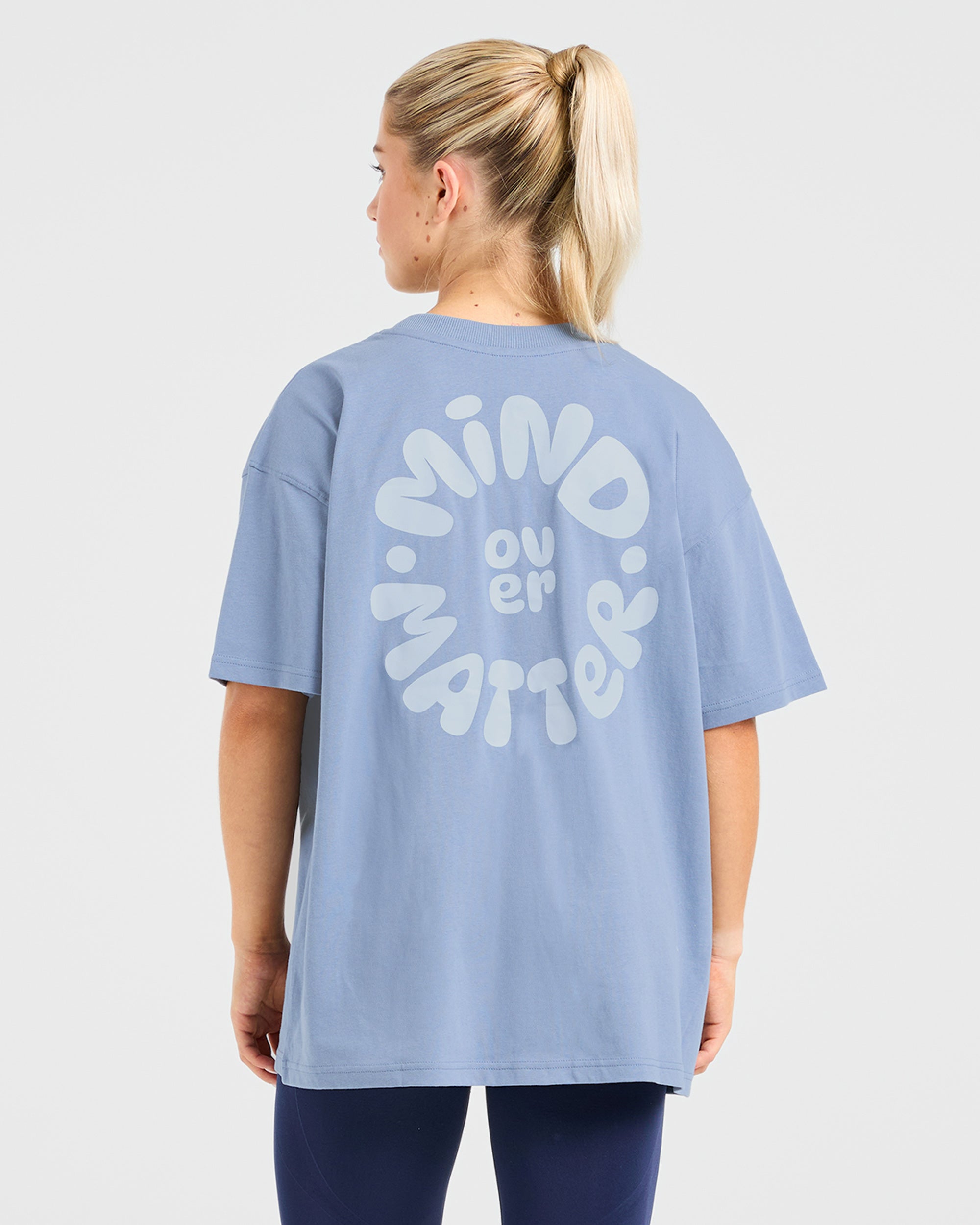 T-shirt Oversized Mind Over Matter V2 - Blu