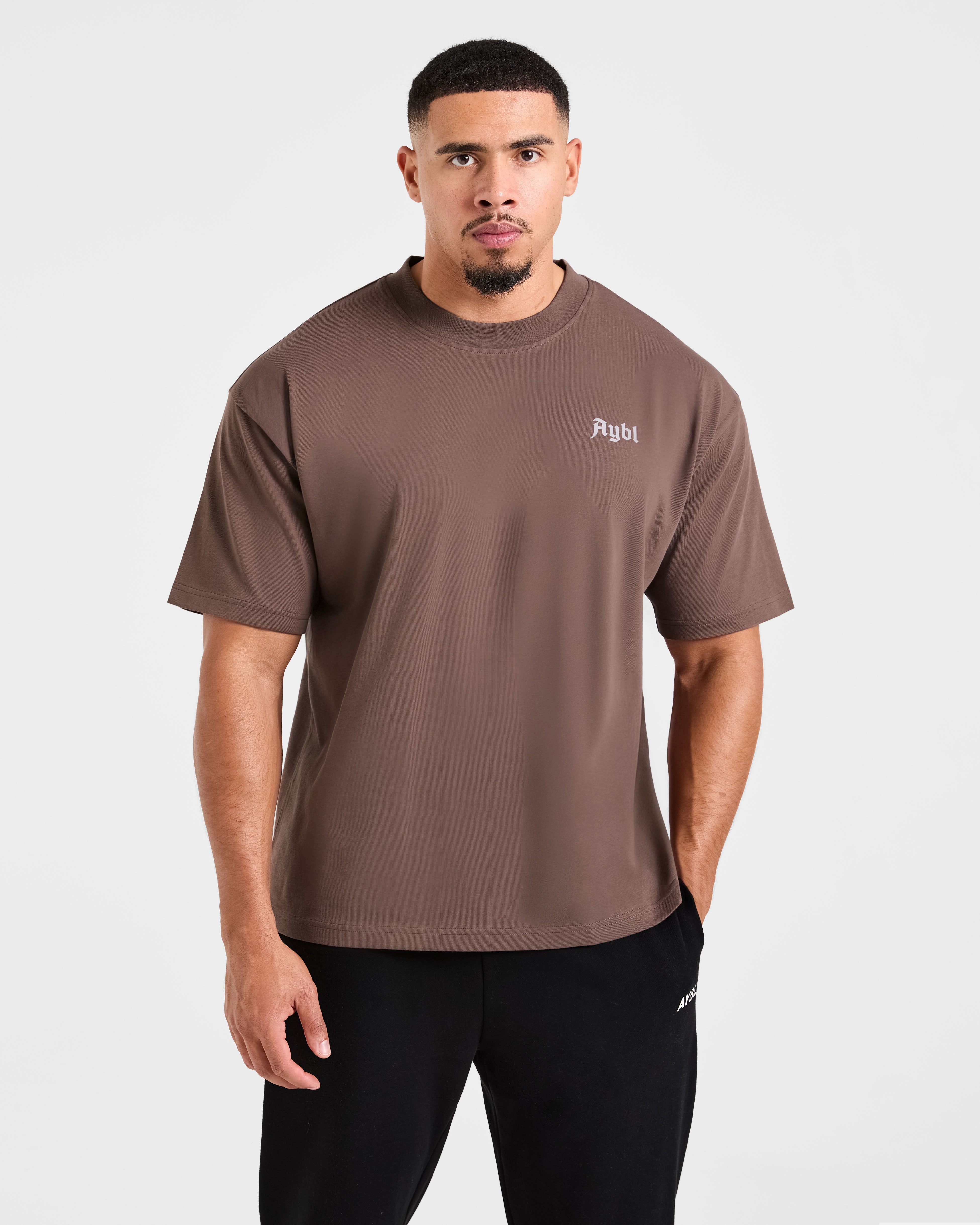 T-shirt Oversized Built for Lifters - Marrone Vintage