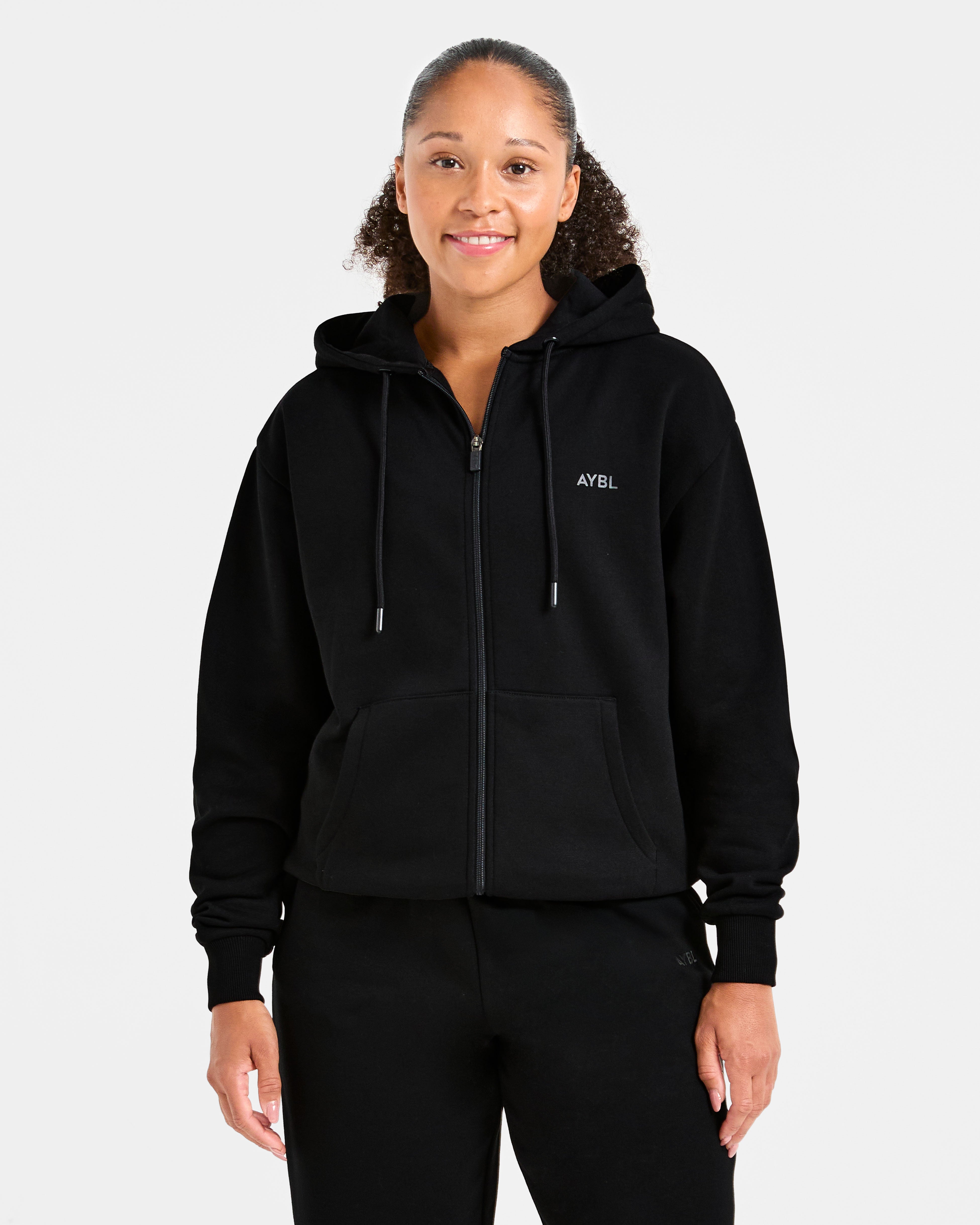 Felpe Oversized con Cerniera Stile Vita - Nero