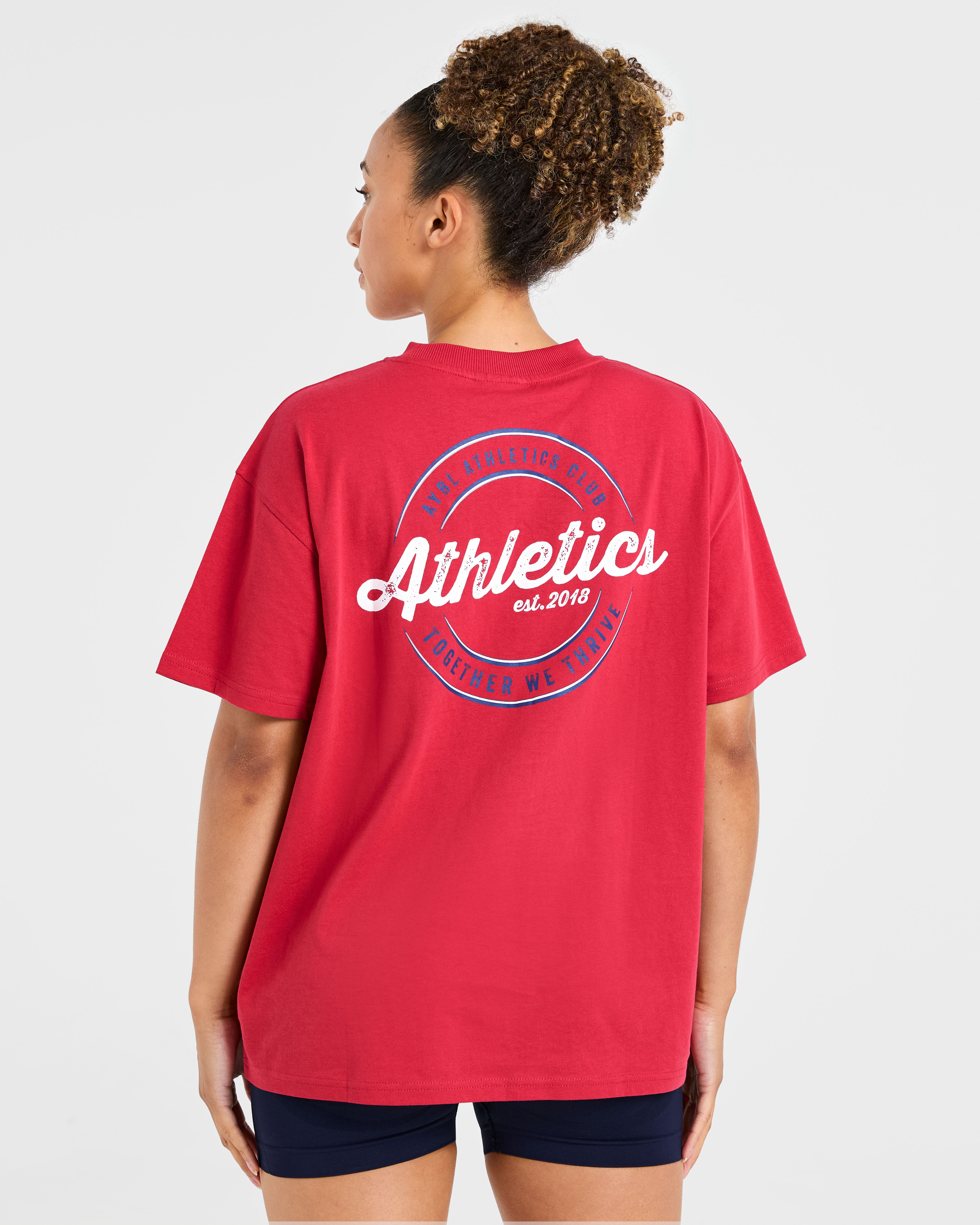 T-shirt Oversized Retro Athletics Club - Rosso/Blu