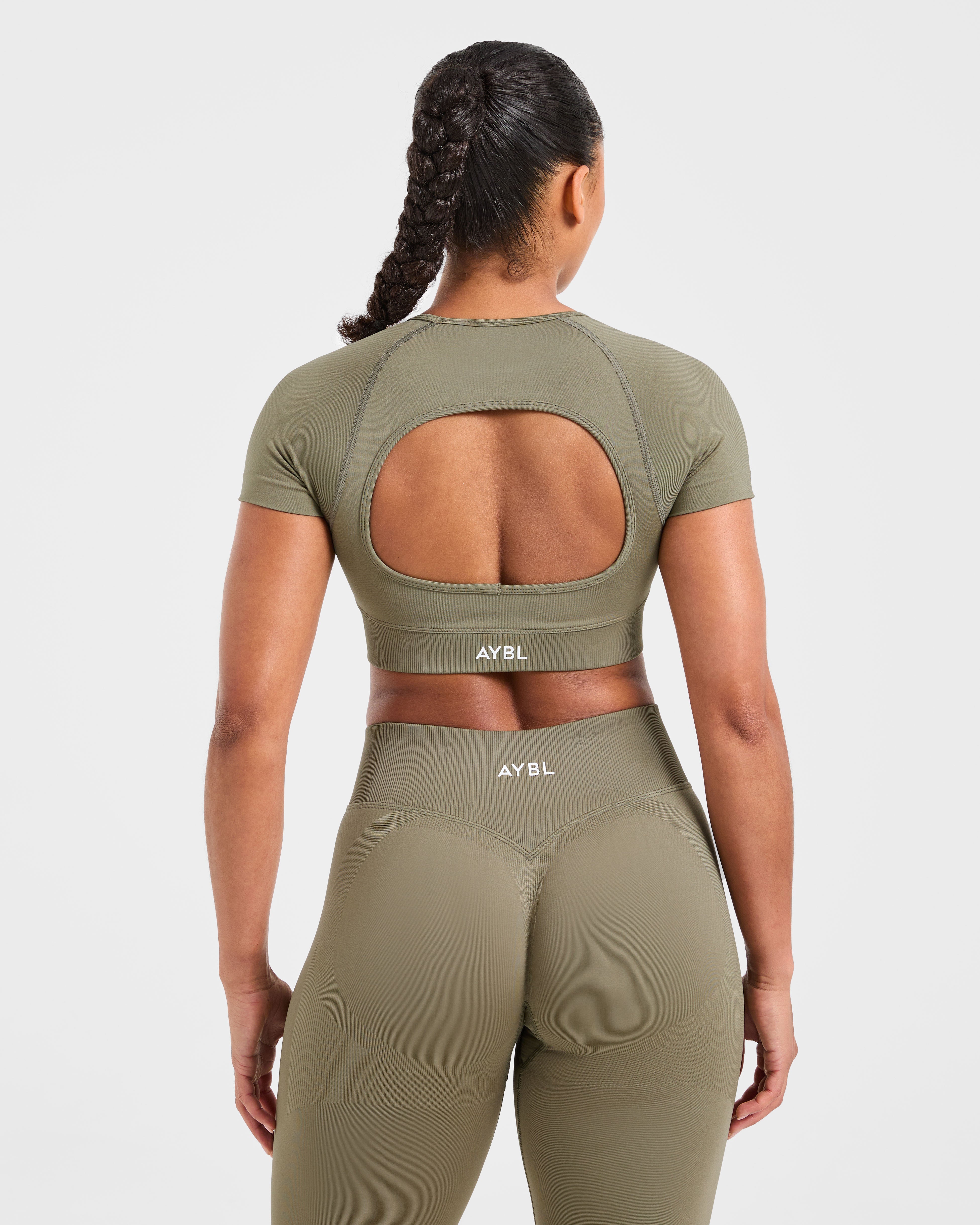 Top Crop Senza Cuciture Adapt - Olive Mute