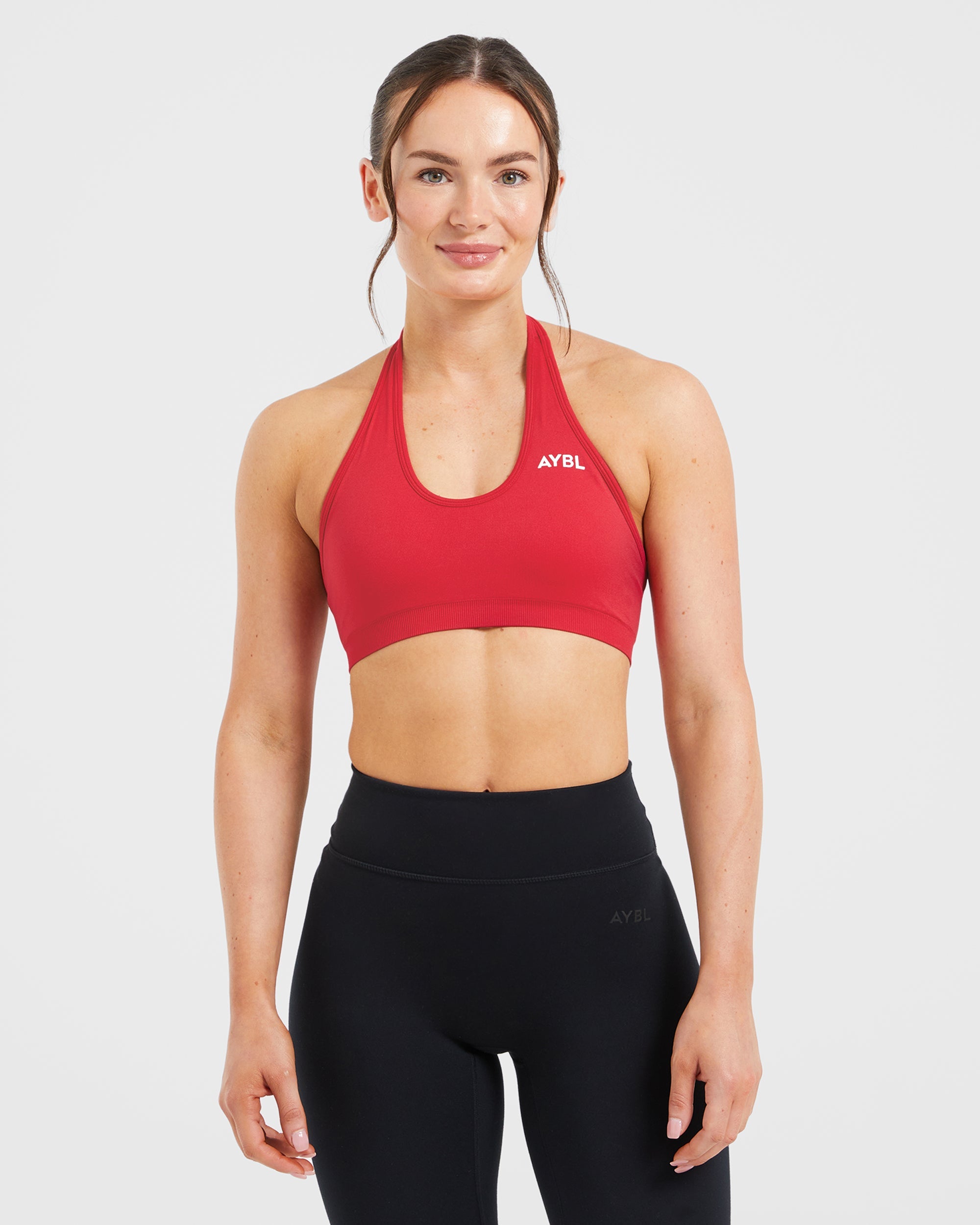 Sports Bra Senza Cuciture a Spalline Essenziale - Rosso