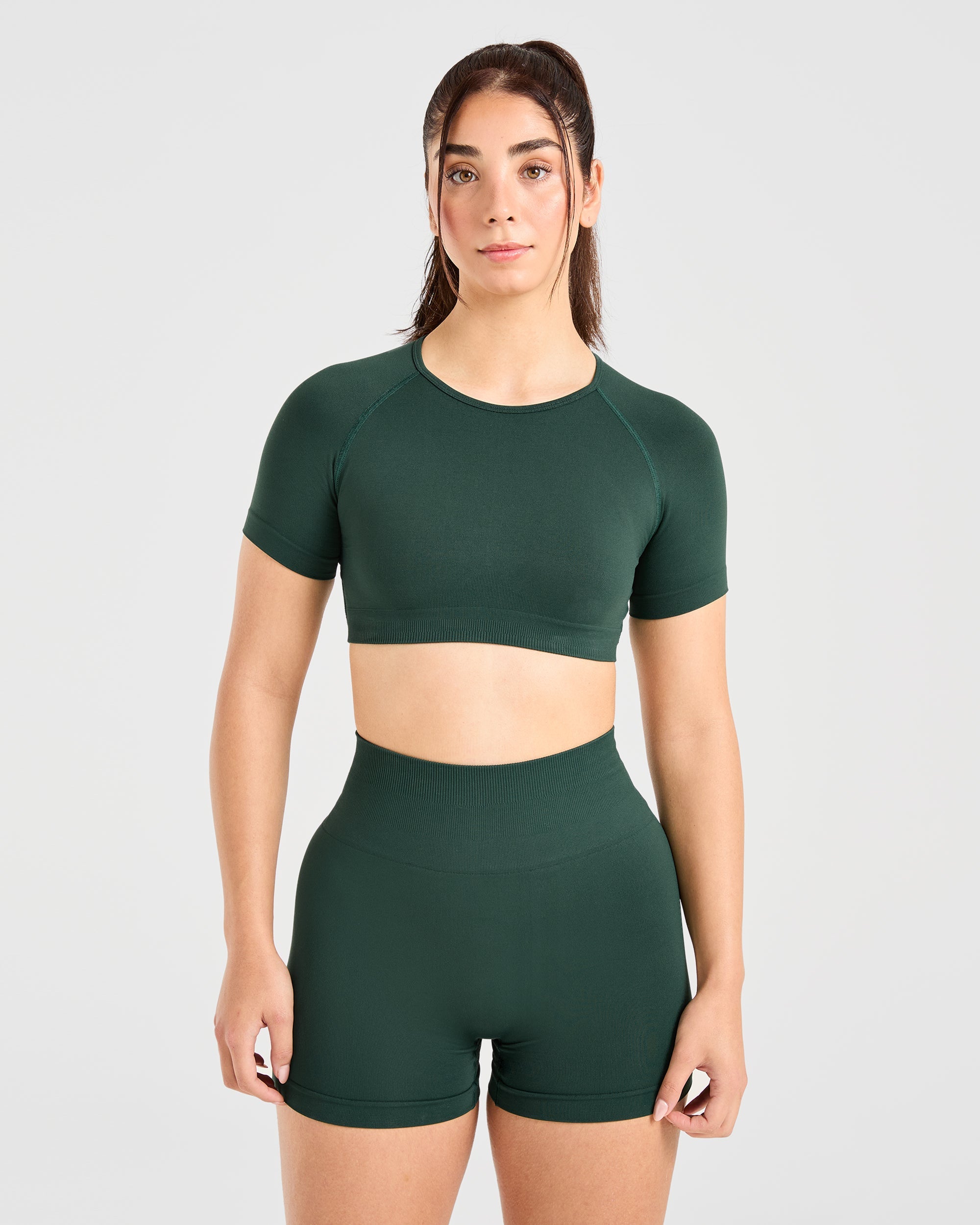 Crop Top Senza Cuciture Power - Evergreen