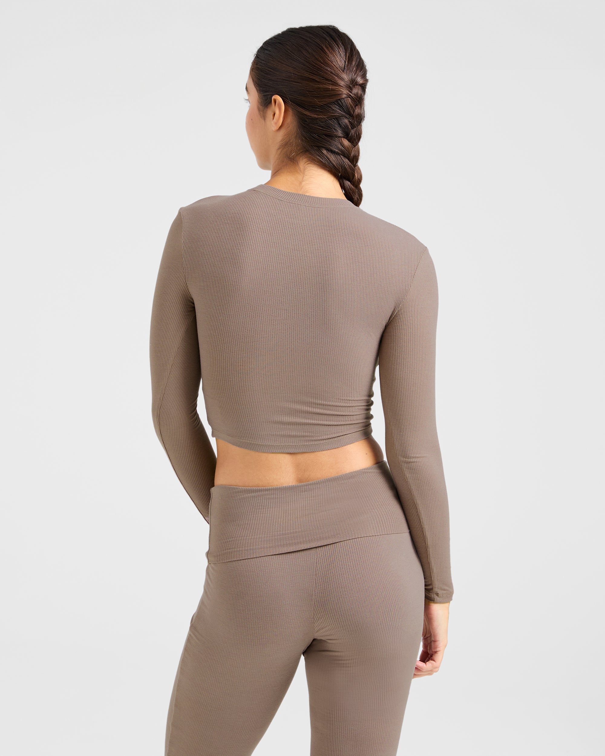 Maglia Lunga con Maniche a Costine - Mocha