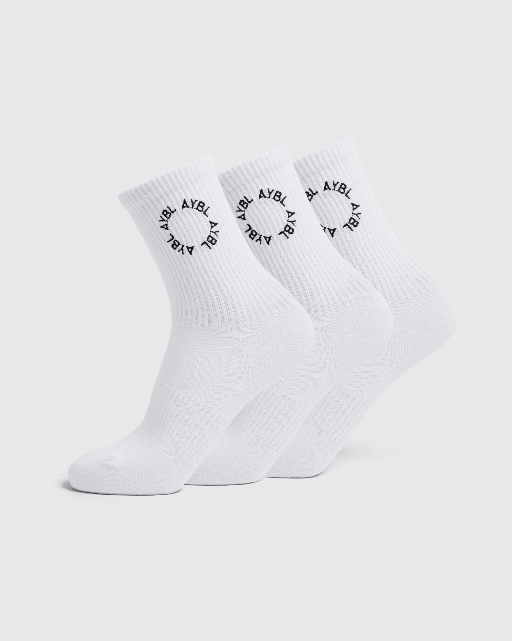 Calze a Coste con Ricamo Every Day (3 Pezzi) - Bianco