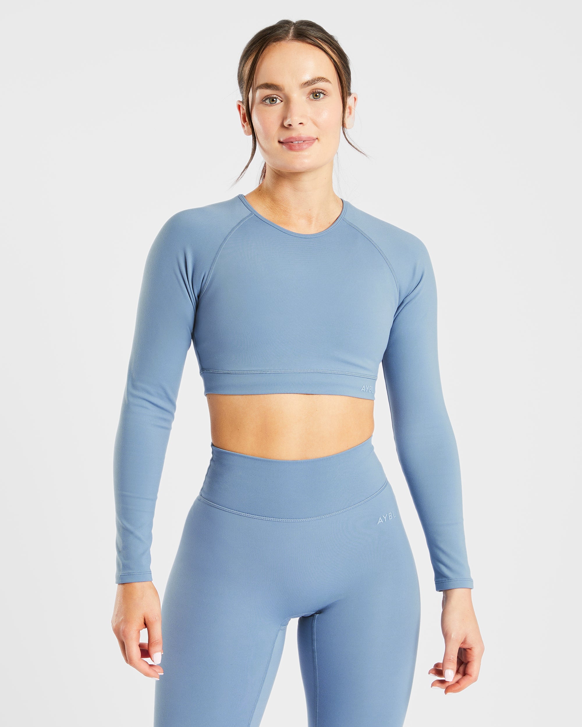 Top Corto a Maniche Lunghe - Blu Slate