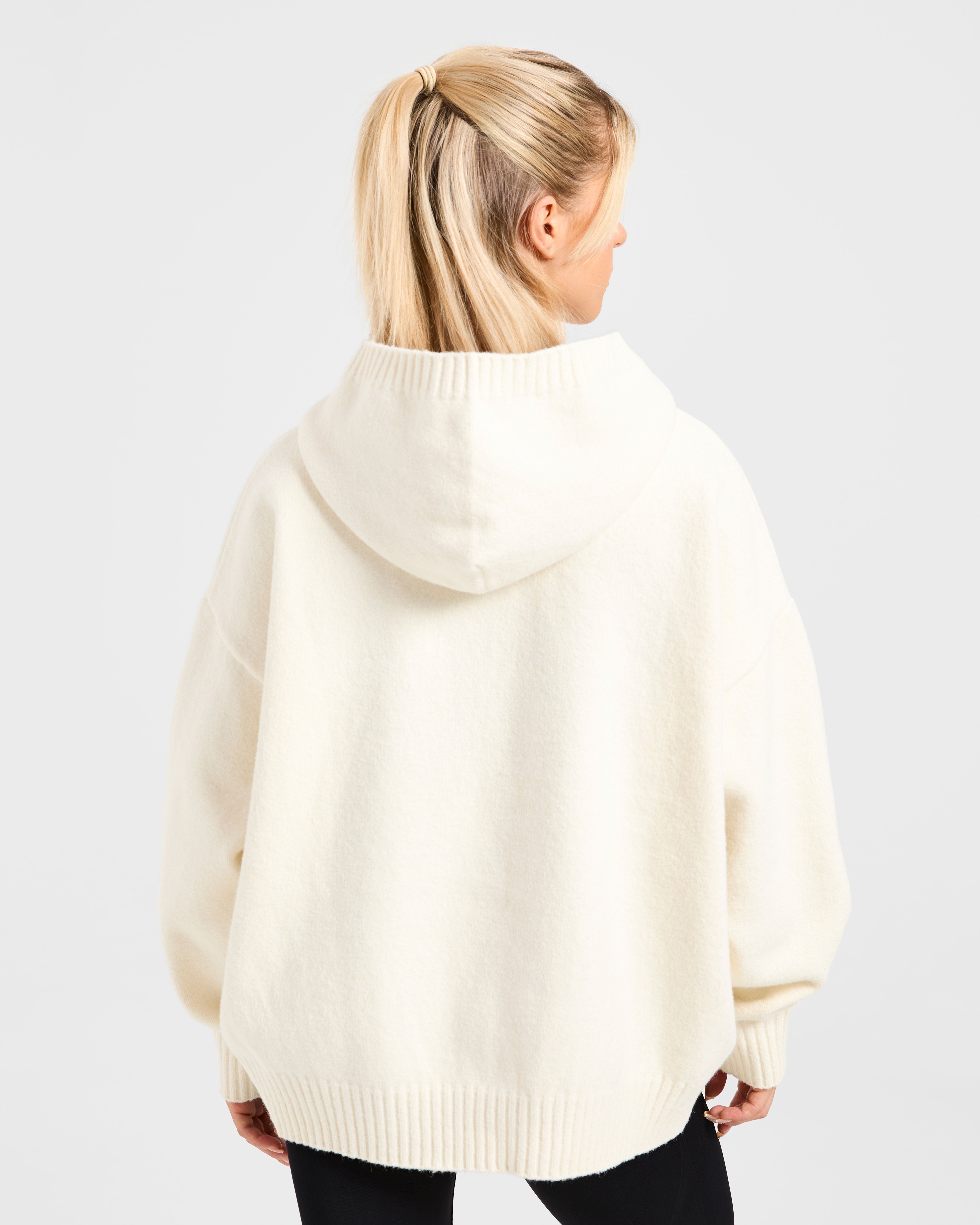 Giacca Felpa Oversized con Logo Minimale Varsity - Avorio