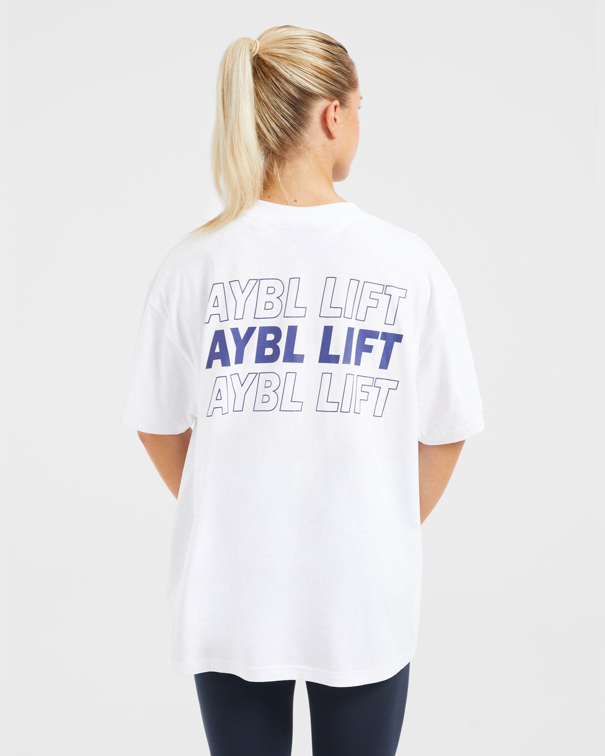 AYBL Lift Italic T-Shirt Oversized - Bianco/Azzurro