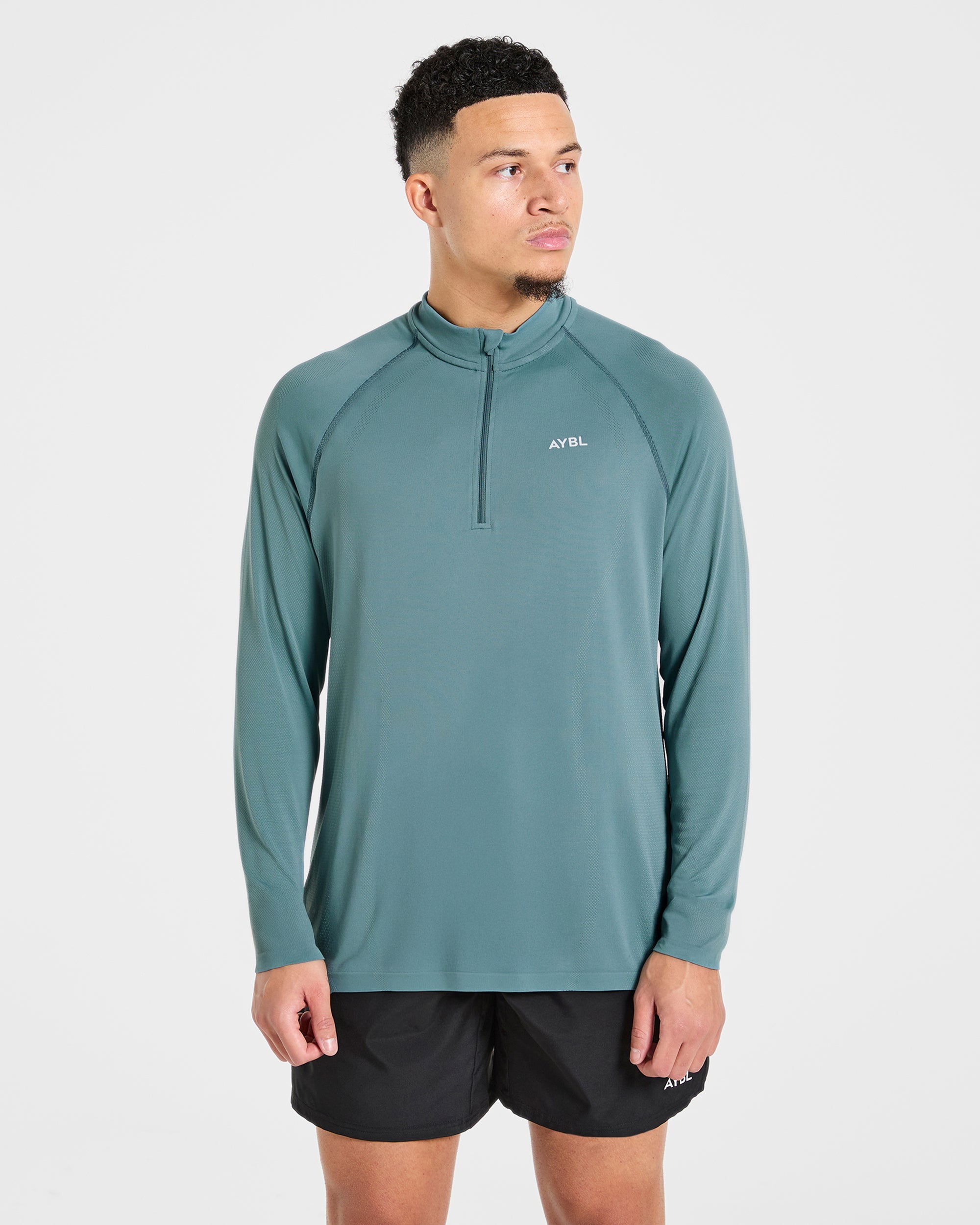 Attain Pullover senza cuciture con zip 1/2 - Blu Titan