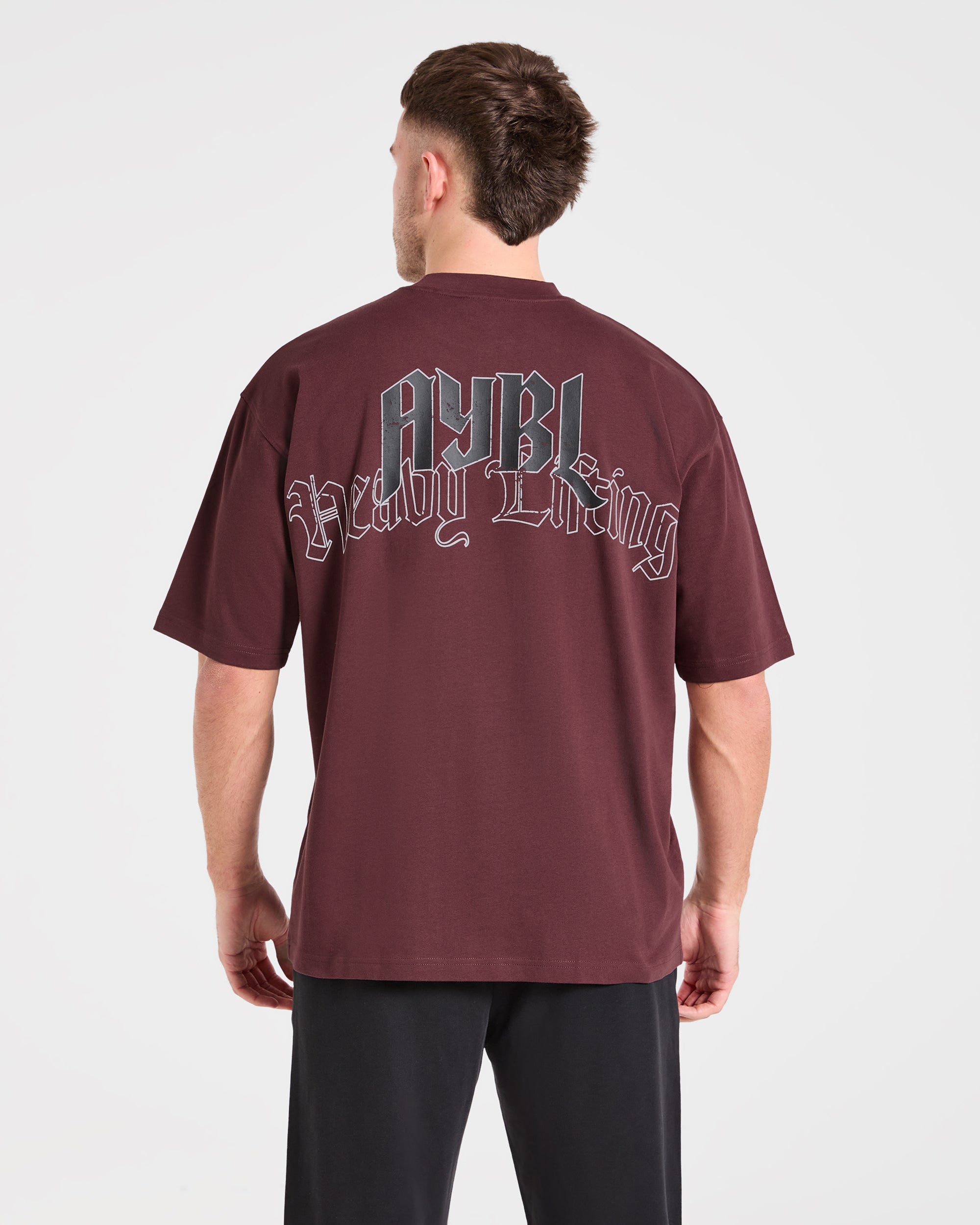 T-shirt Oversized Gotico per Sollevamento Pesi - Plum Grigio/nero