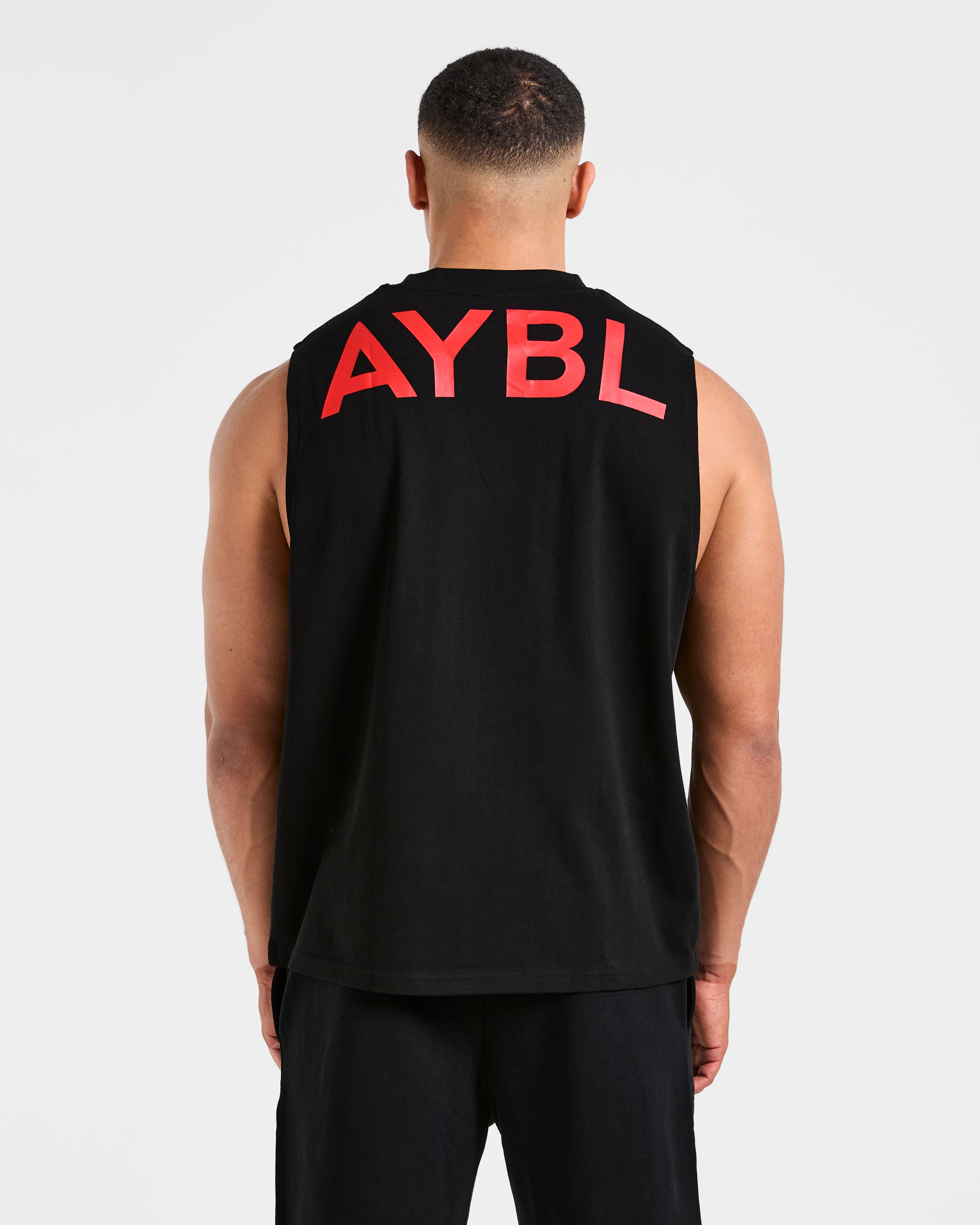 Essential Oversized Graphic Tank - Nero/Rosso
