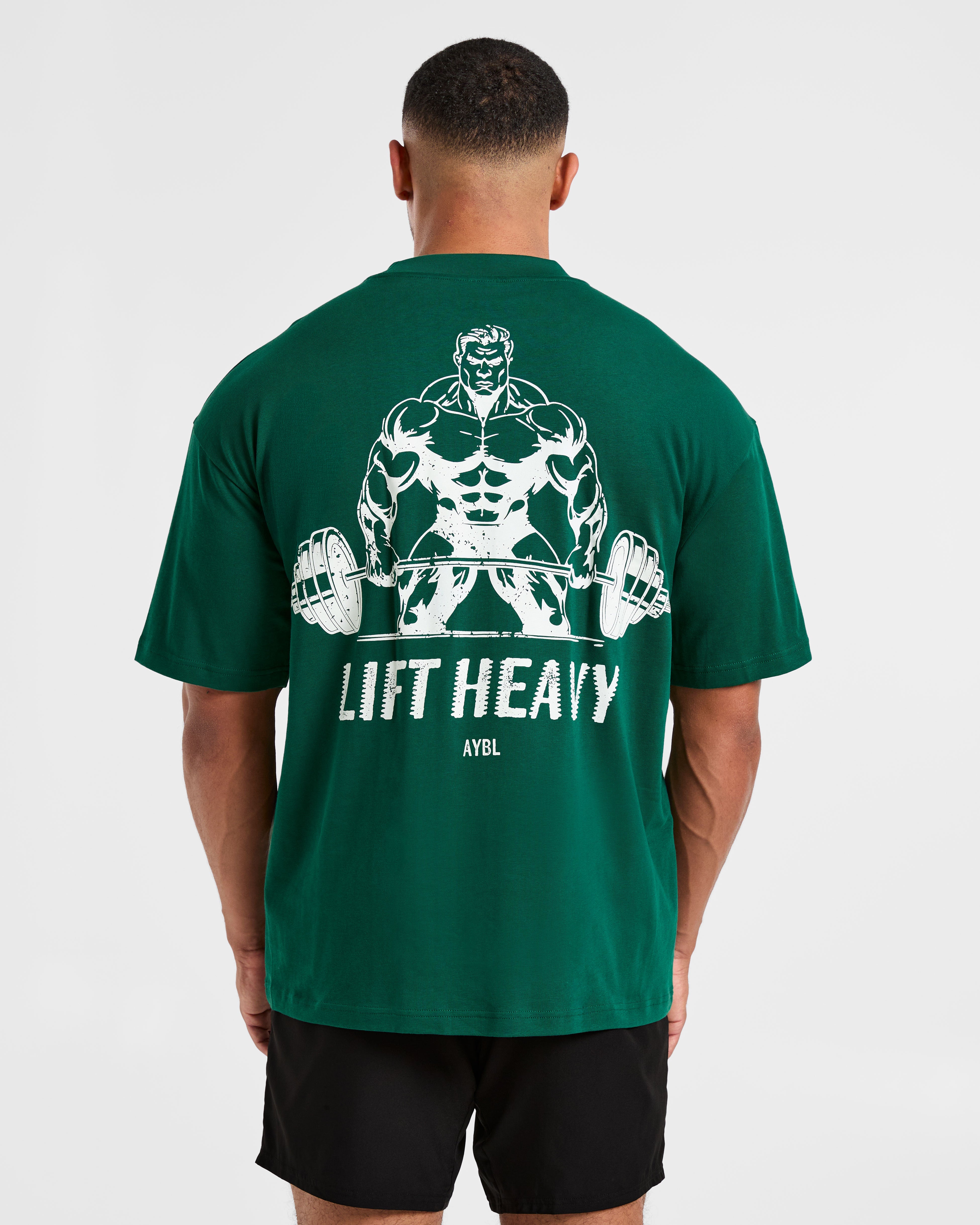 T-shirt Oversized da Uomo Lift Heavy - Verde Bosco