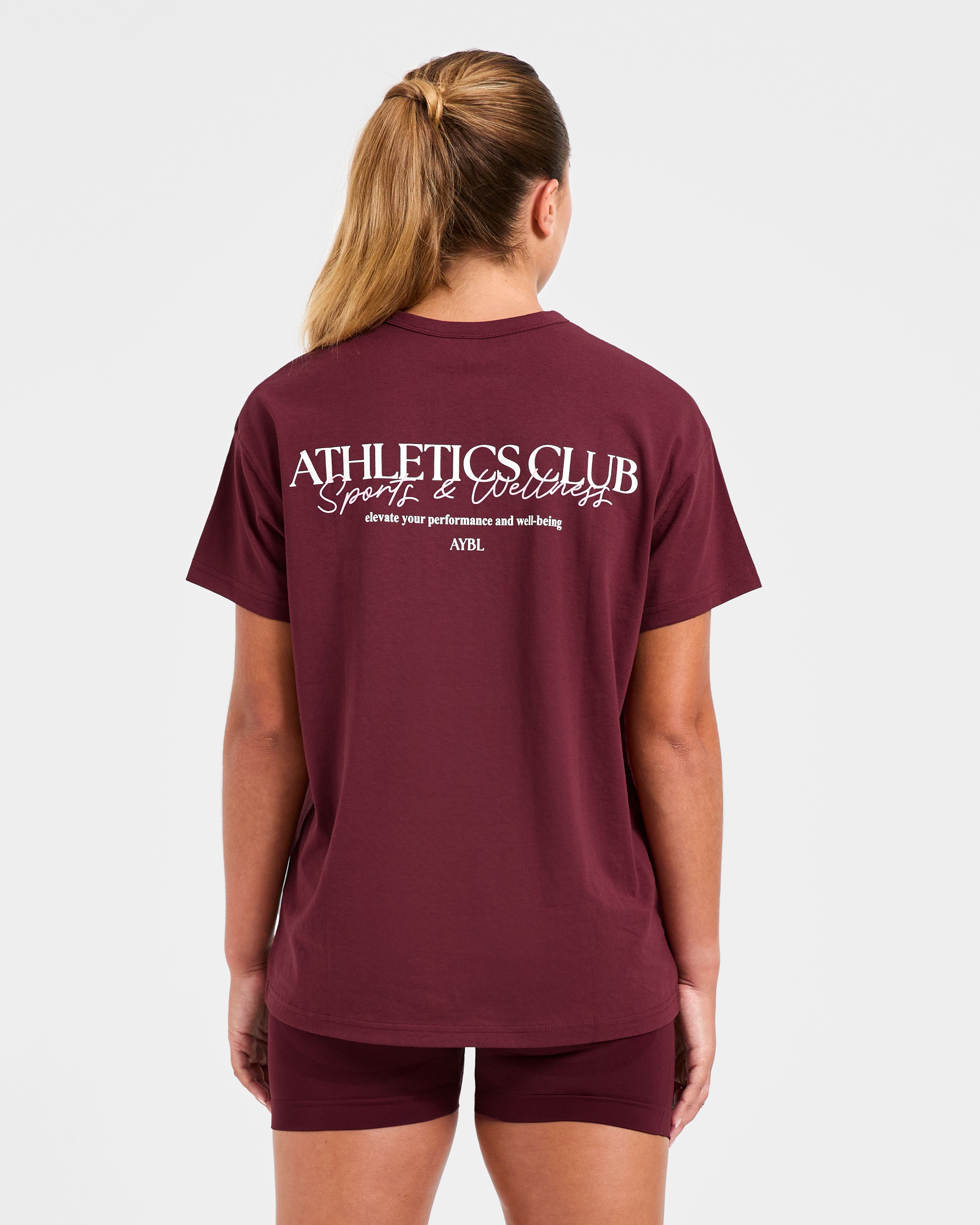 T-shirt Oversized Athletics Club - Rosso Vino/Rosa