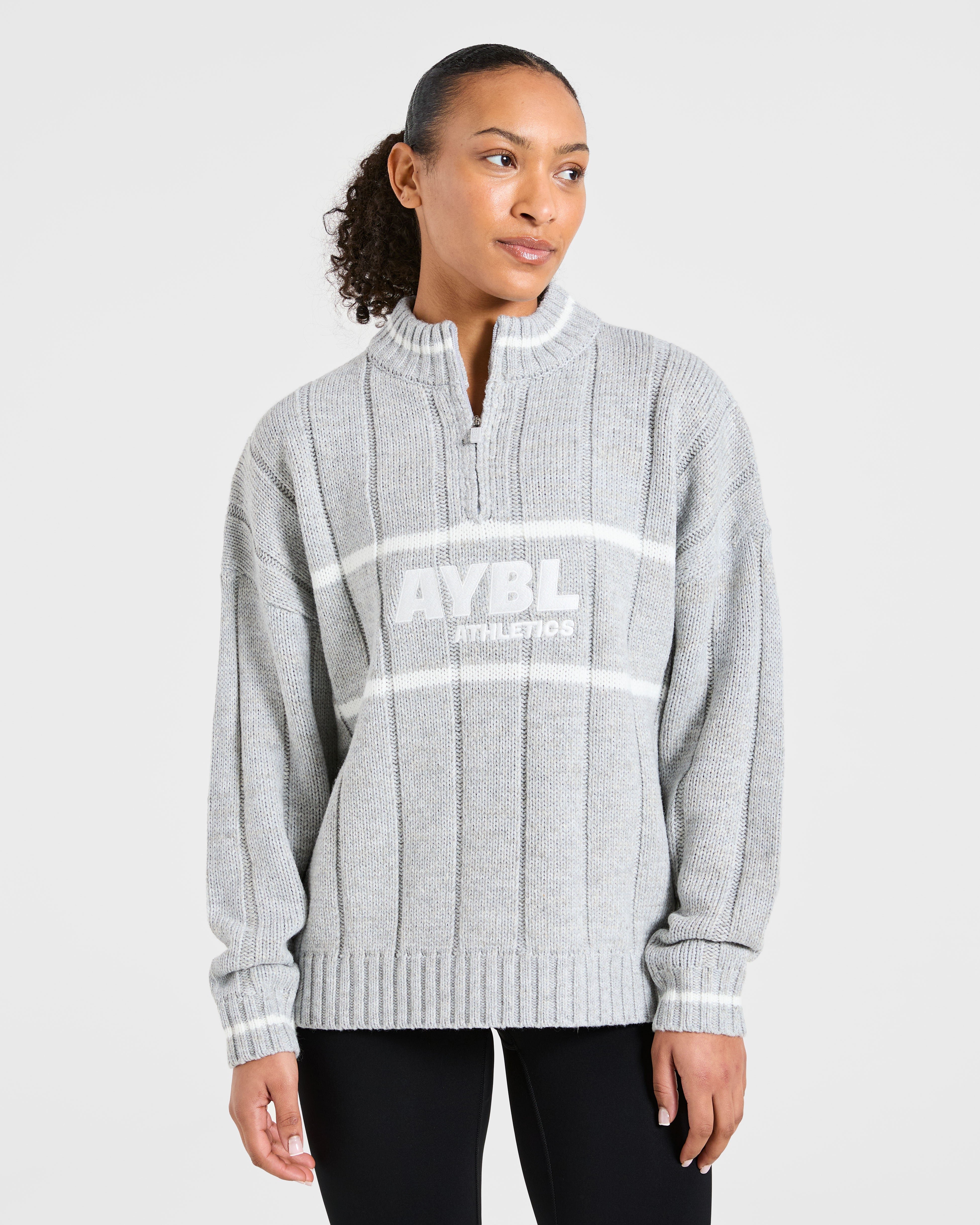 Atletica Maglione Oversized a Mezza Cerniera 1/4 - Grigio Marl