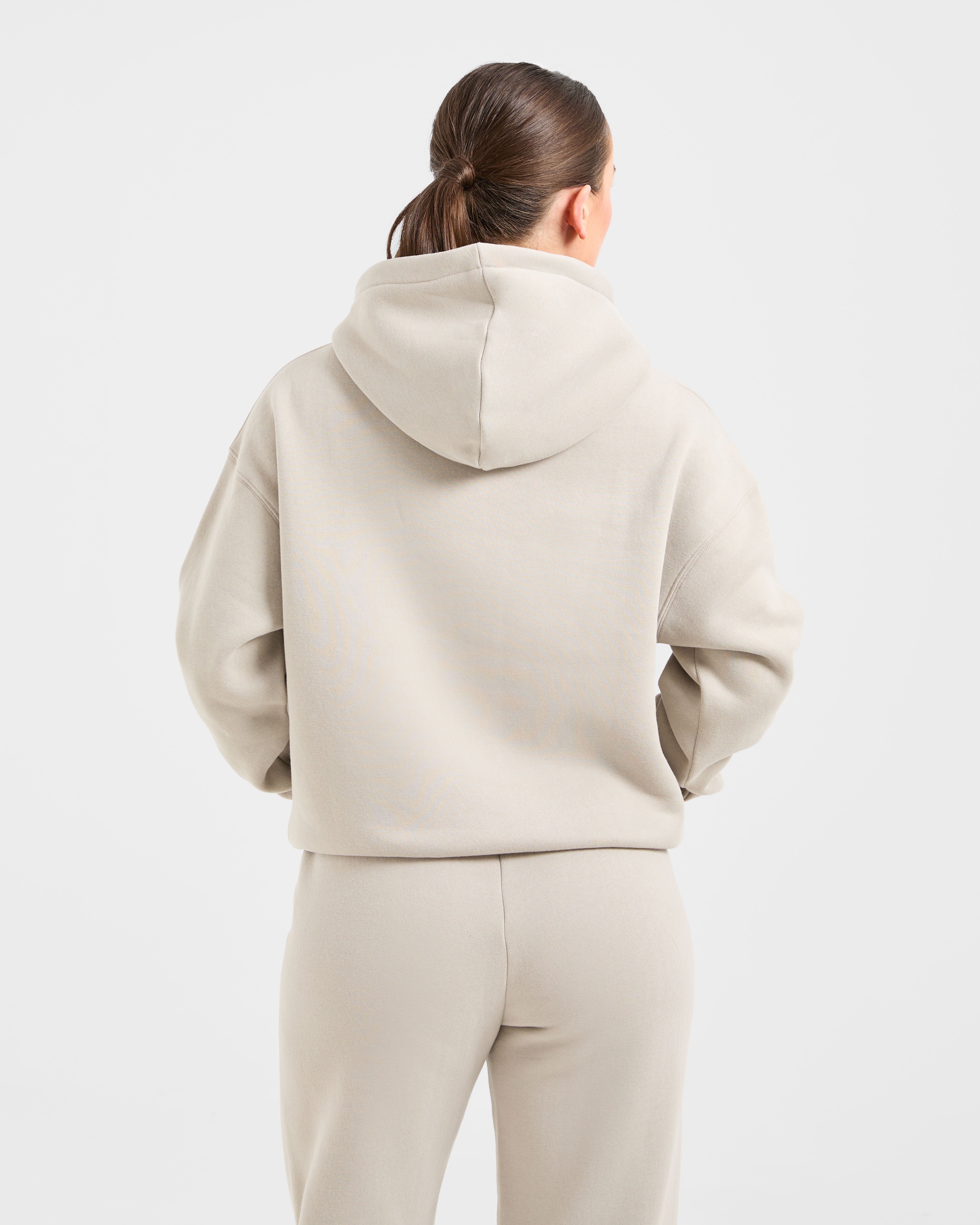 Felpe Oversized con Ricamo Retrò - Grigio Taupe